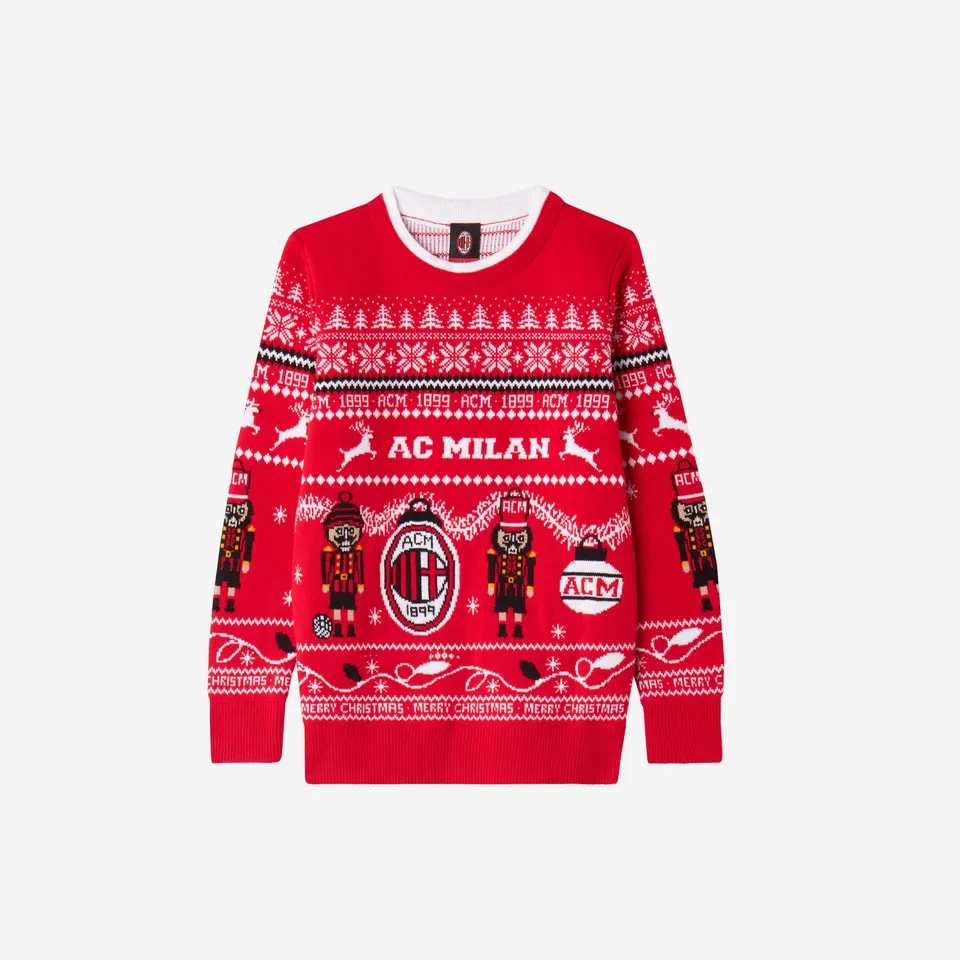 AC Milan Kids Christmas Jumper Bambino Rossonero 8 10 12 Anni