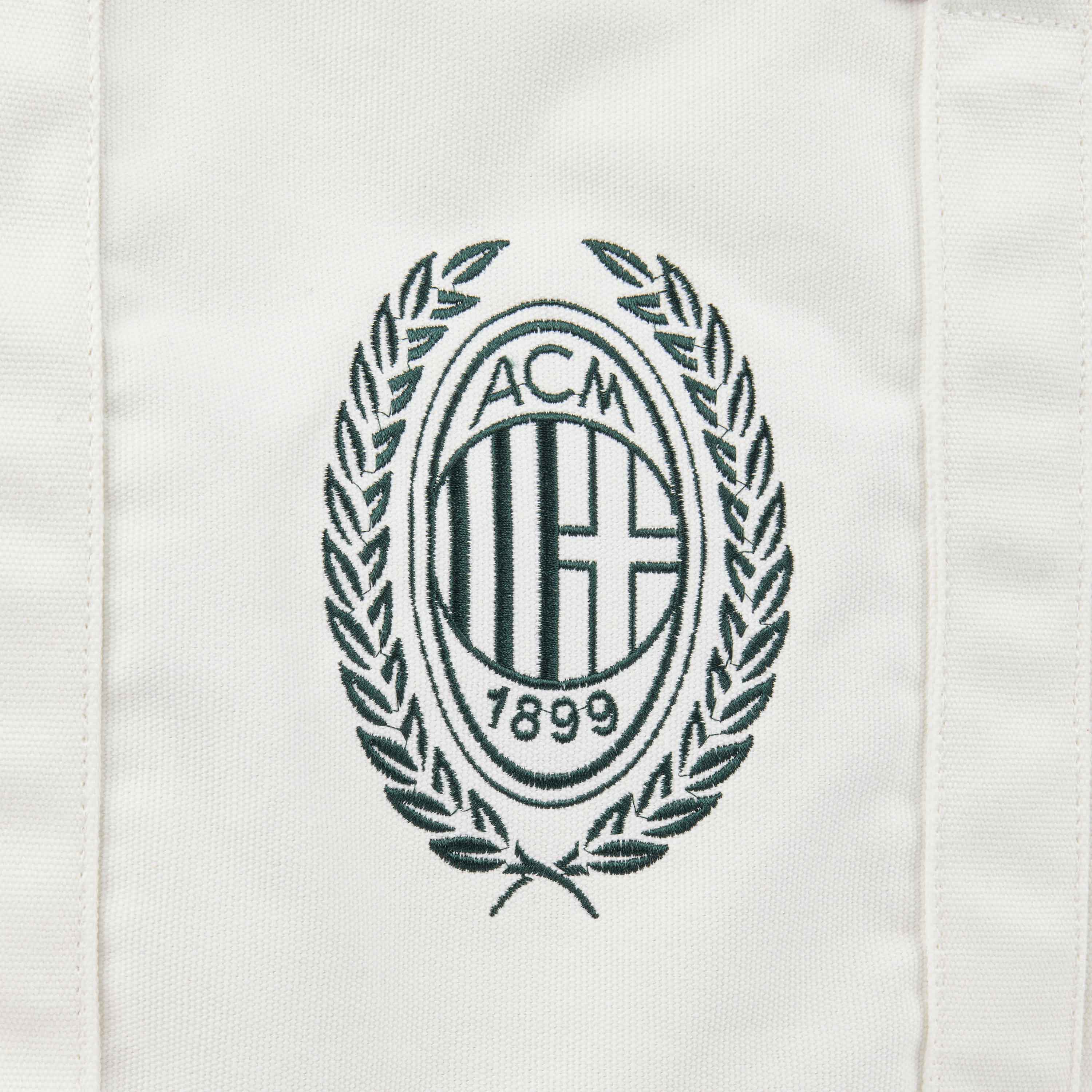 AC Milan Sunday Stadium borsa tote cotone bianca manici tasche
