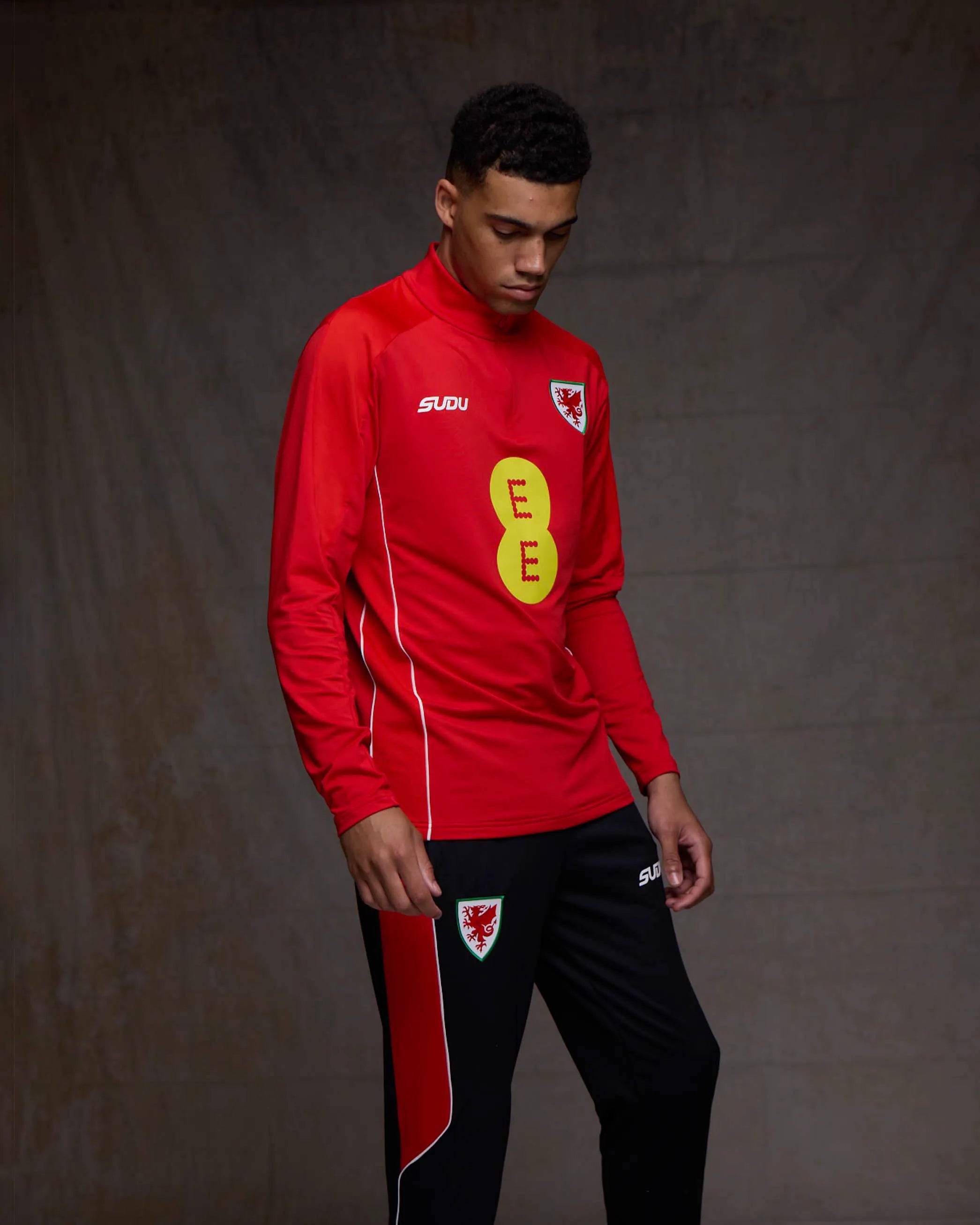 Wales SUDU Players Training felpa 1/4 zip rossa M
