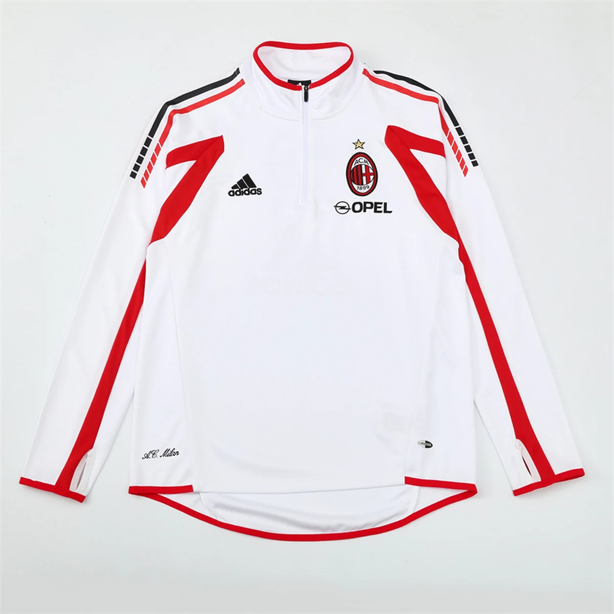 Milan 2005/06 Felpa Mezza Zip Bianca sponsor Opel