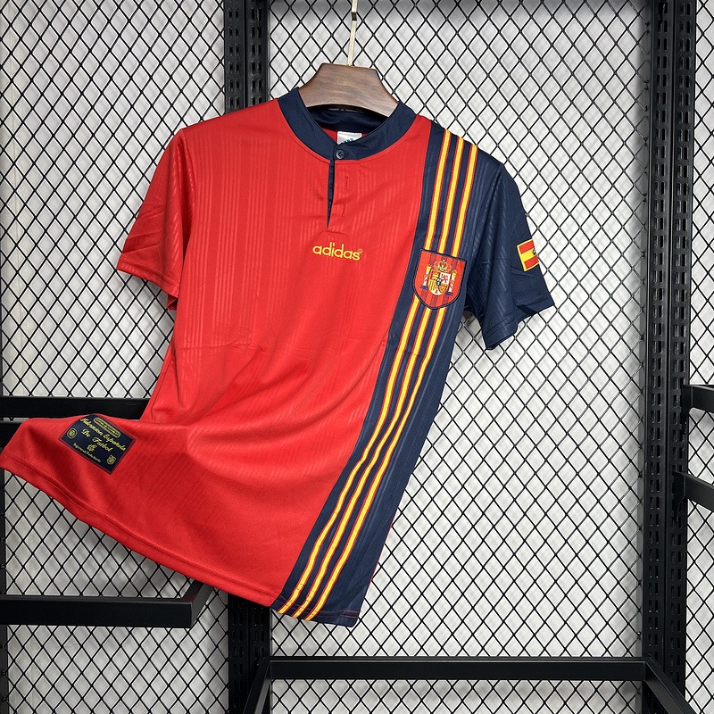 Tifoso Store Spagna 1996 prima maglia calcio retro rossa colletto