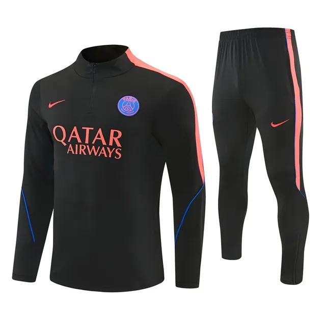 PSG 2026/27 Tuta Nera Half Zip Banda Arancione