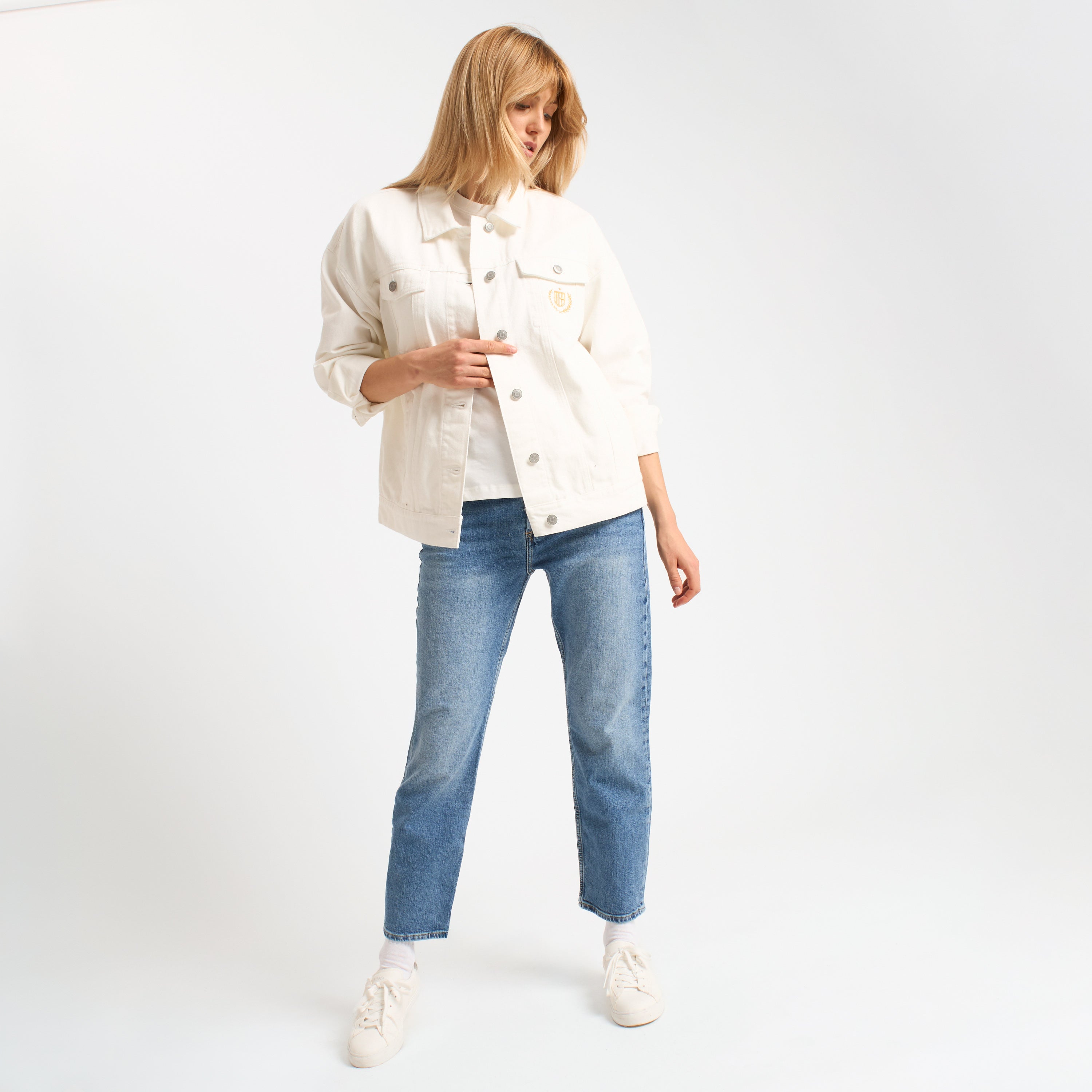 AC Milan giacca denim bianca donna ricamata XS