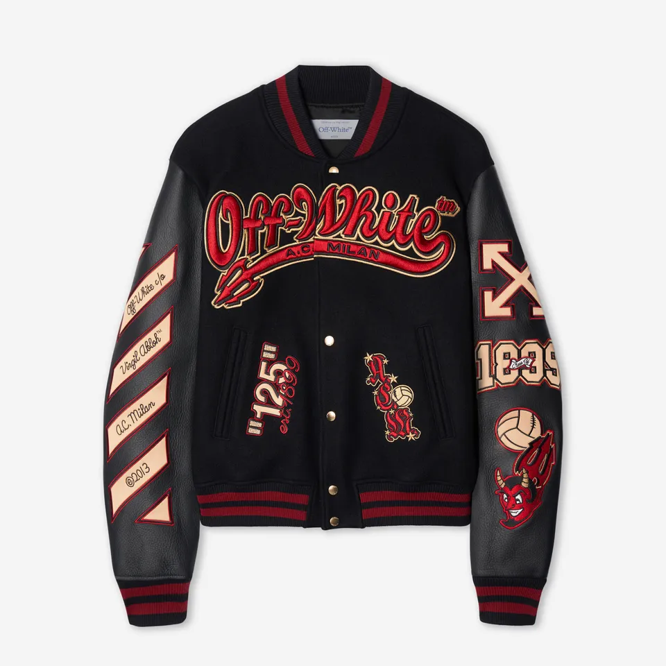 AC Milan Off-White varsity jacket giacca ricamata