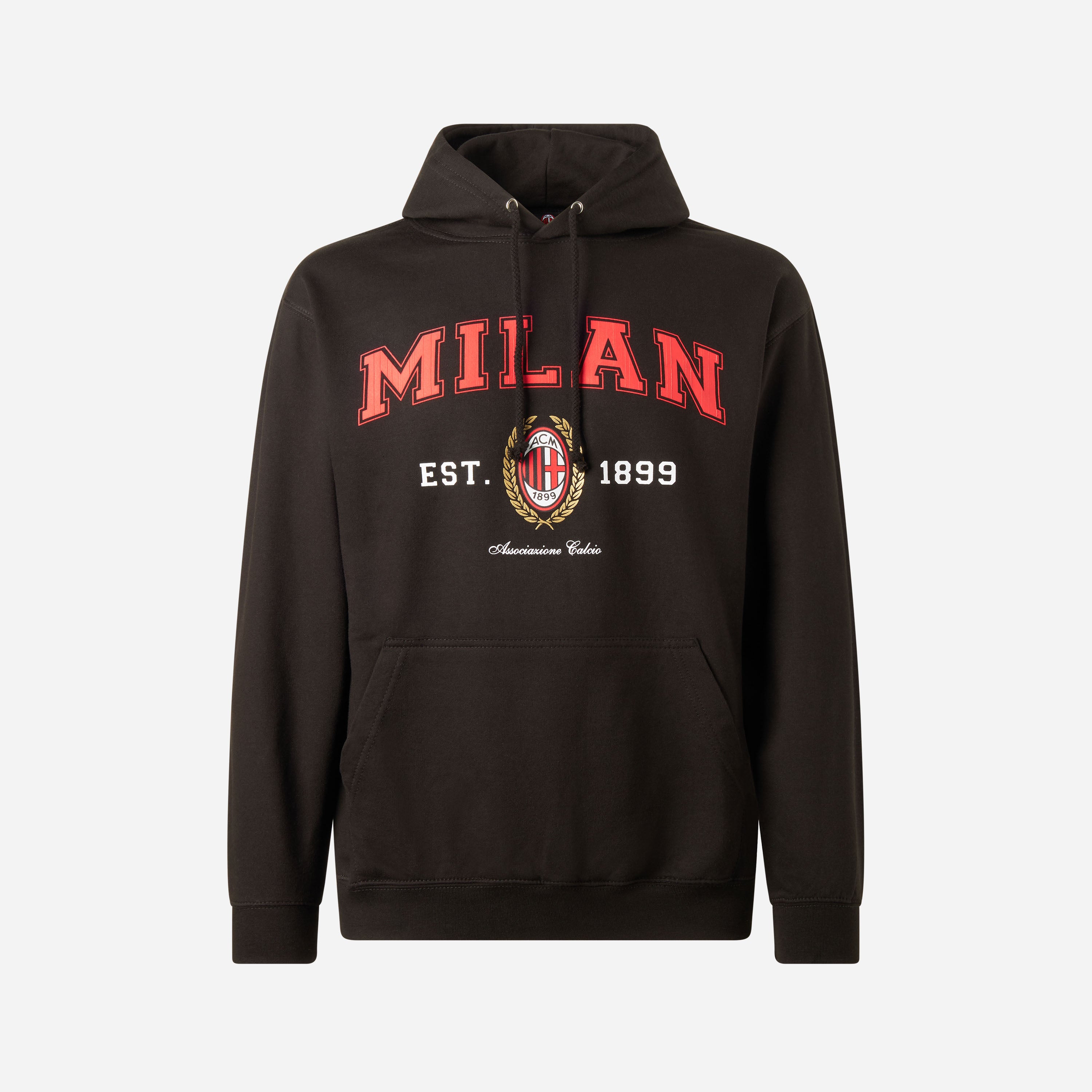 AC Milan College felpa cappuccio uomo nera cotone