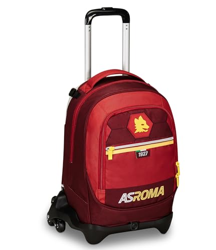 Roma Fanshop Scuola Jack 3 Ruote trolley rosso e nero