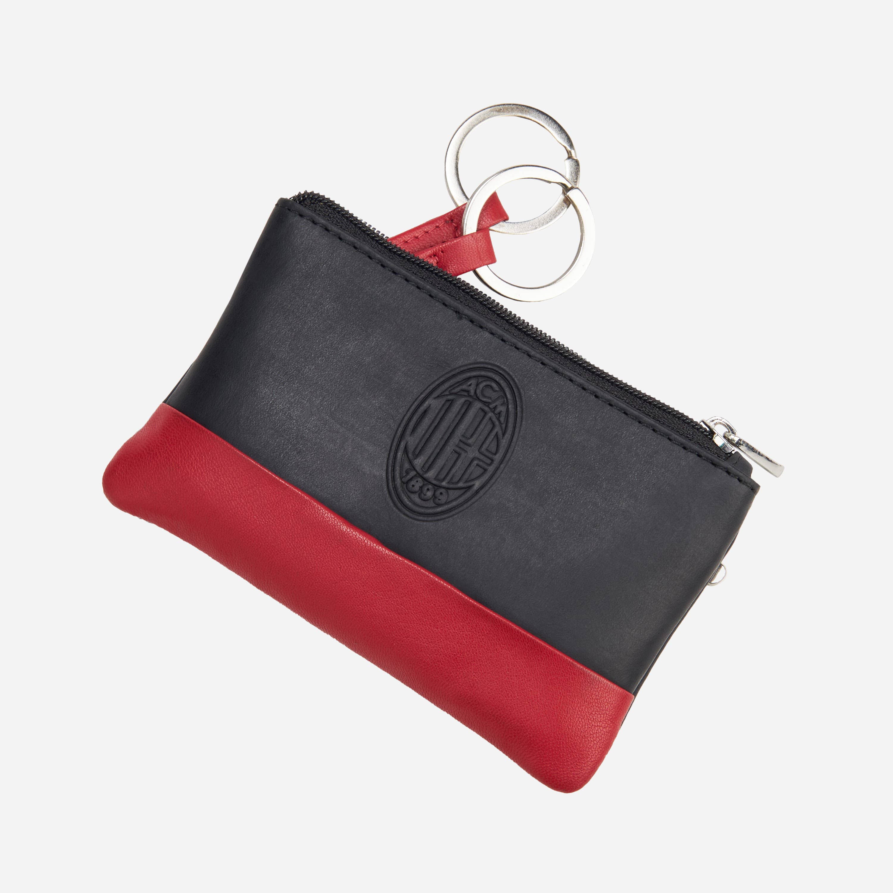 AC Milan portachiavi pelle zip logo 2 scomparti