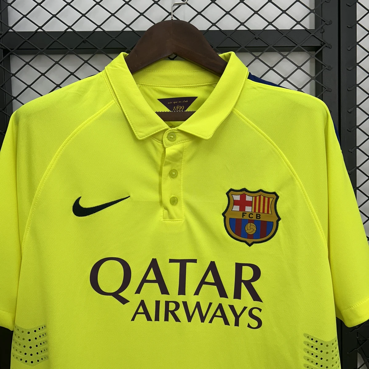 Barcellona Terza Maglia 2014/15 Retro Maglia Tifoso Gialla Fluo