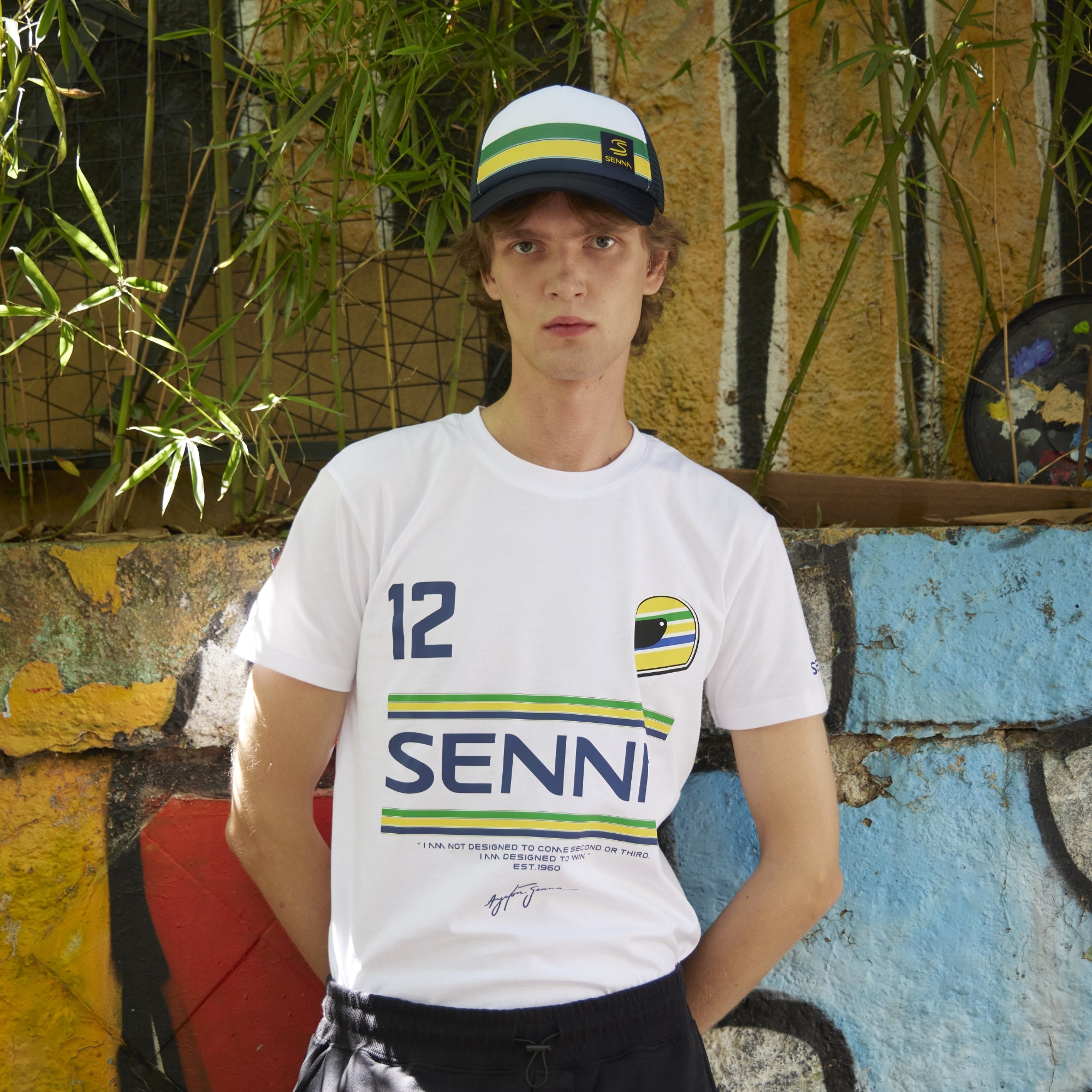 Senna Legacy 12 Stripe Tee Maglietta Cotone Logo Manica