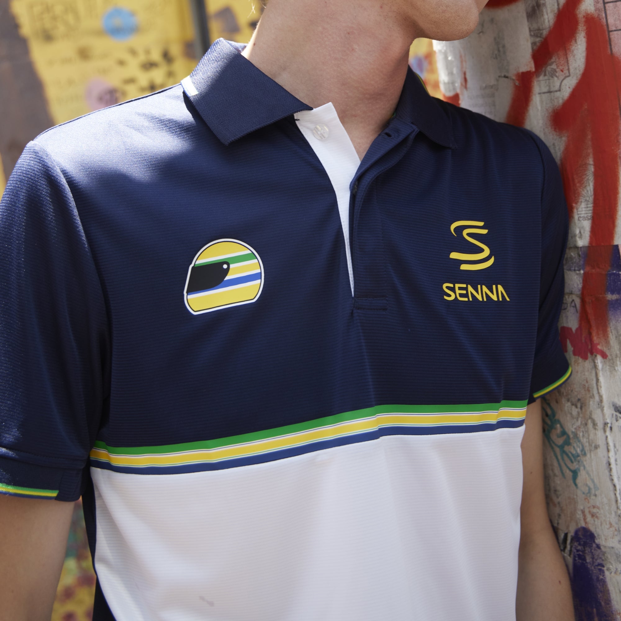 Senna Legacy Polos Stripe Polo uomo navy traspirante