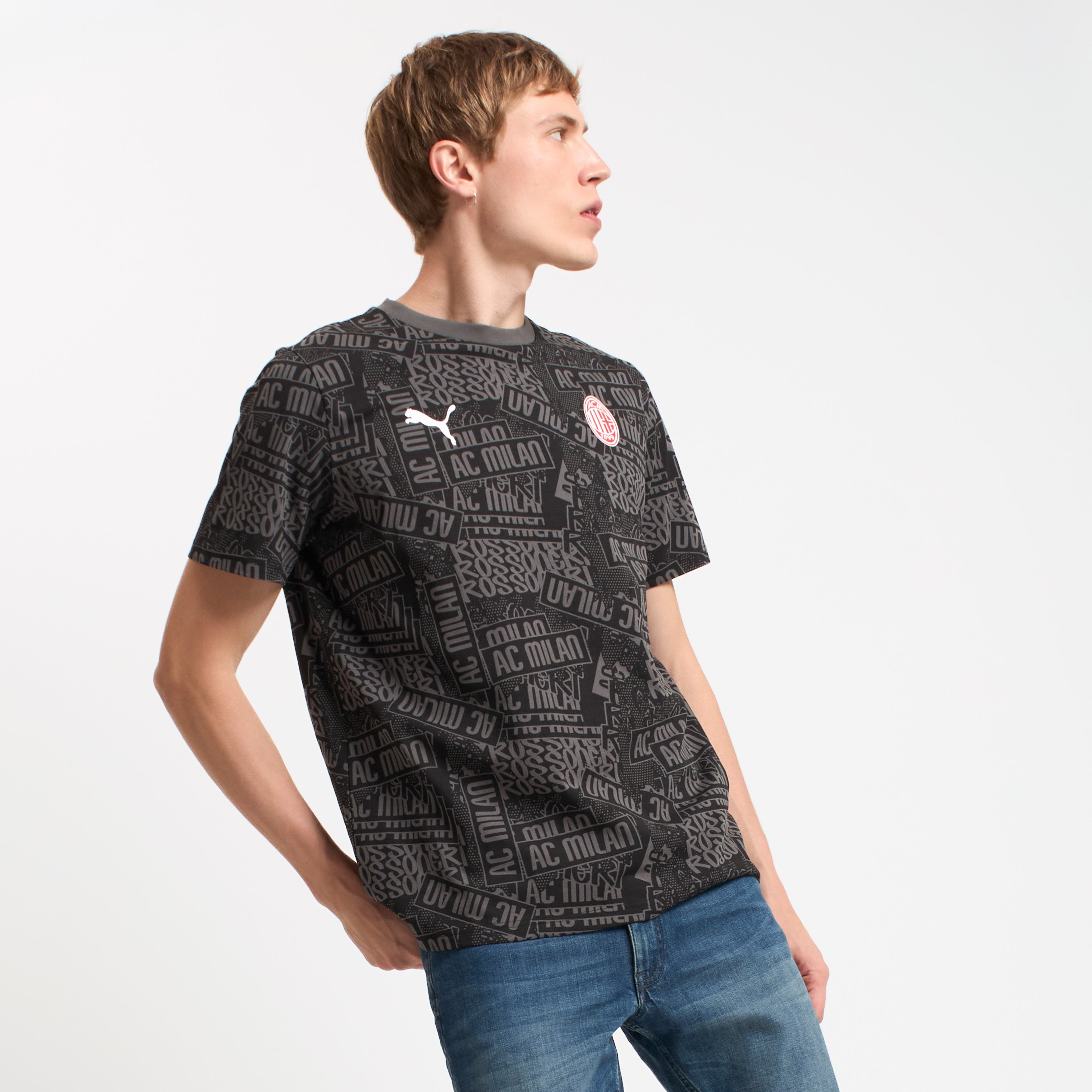 AC Milan Culture T-Shirt Nera Grafica Cotone Taglia M