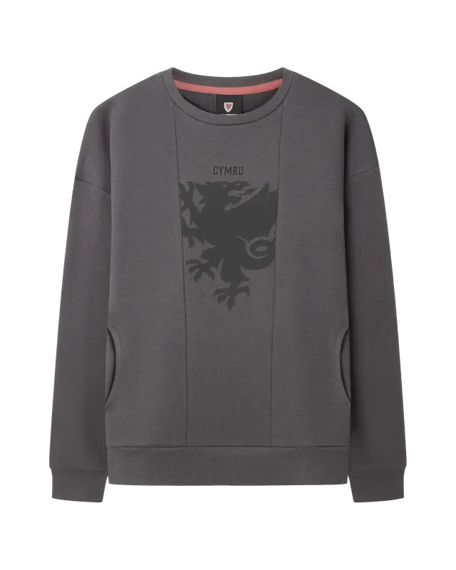 Wales Fanwear Draig Crest felpa sweat carbone