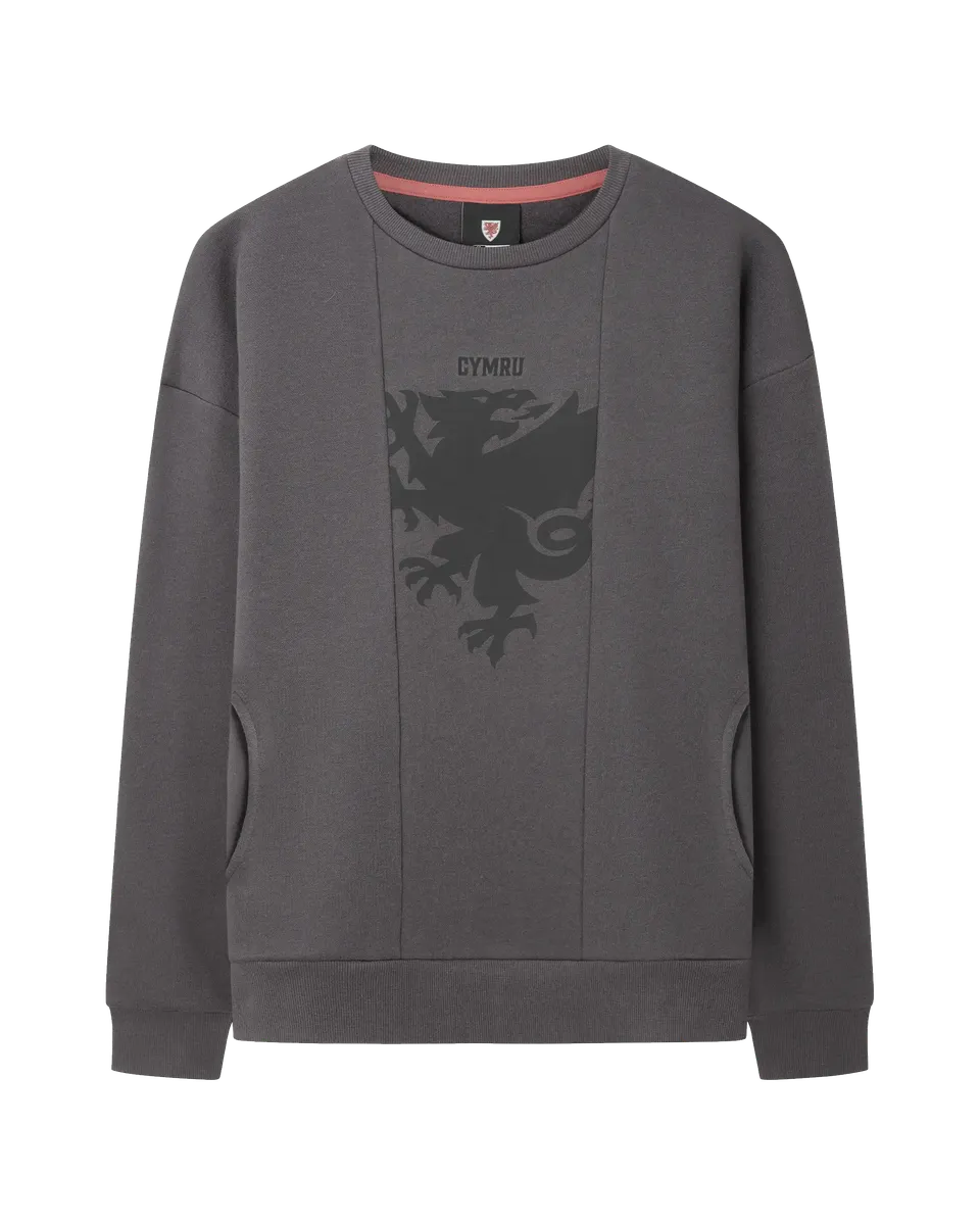 Wales Fanwear Draig Crest felpa sweat carbone