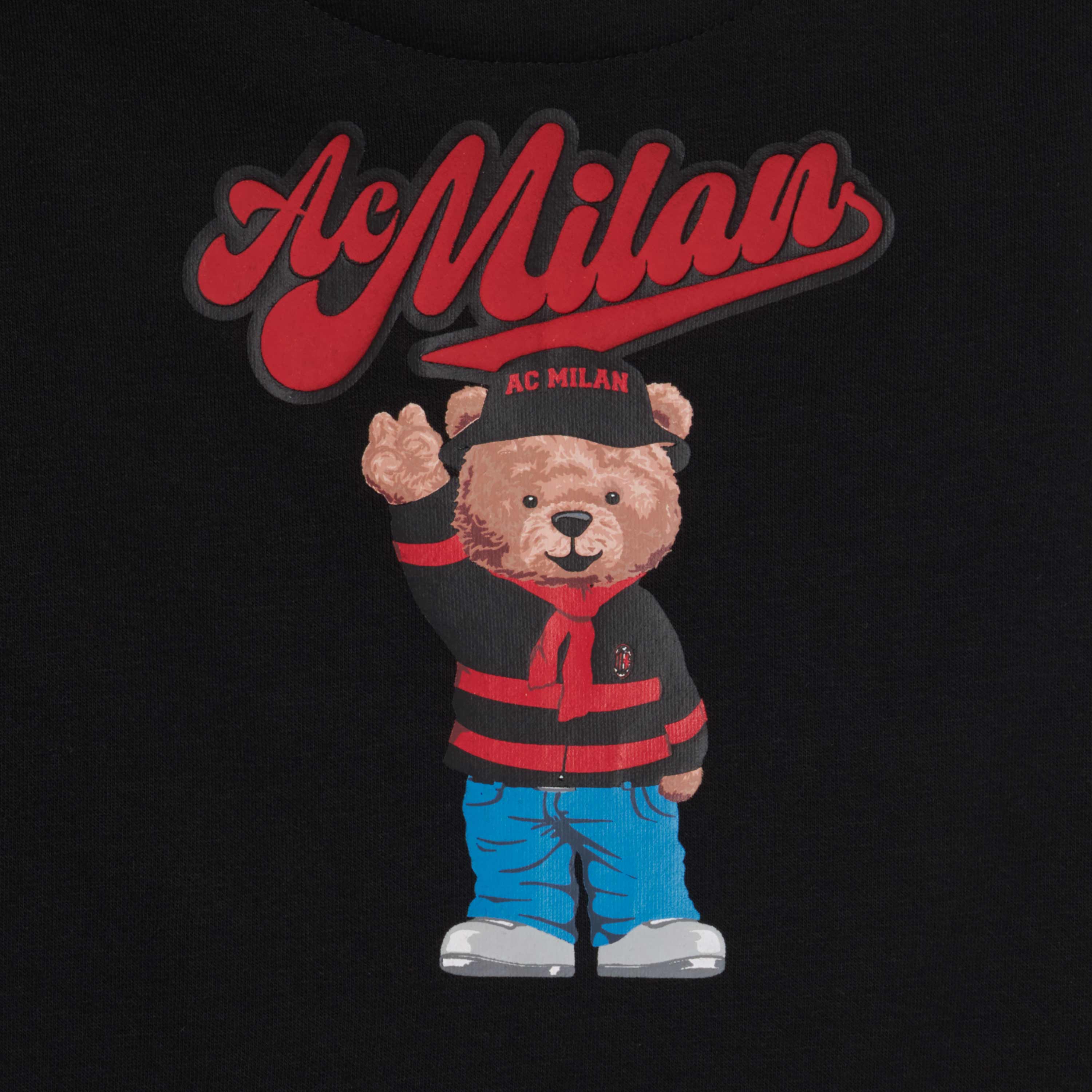 AC Milan Teddy Collection Felpa Bambino Nera con Cappuccio