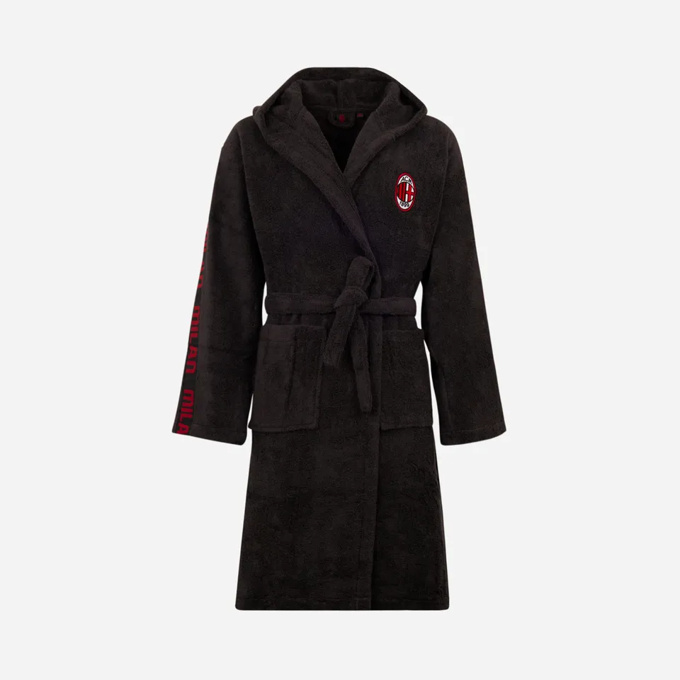 AC Milan accappatoio nero cotone uomo con cappuccio