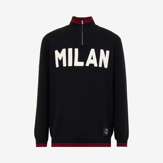 AC Milan 60s Half-Zip maglione uomo nero taglia regolare