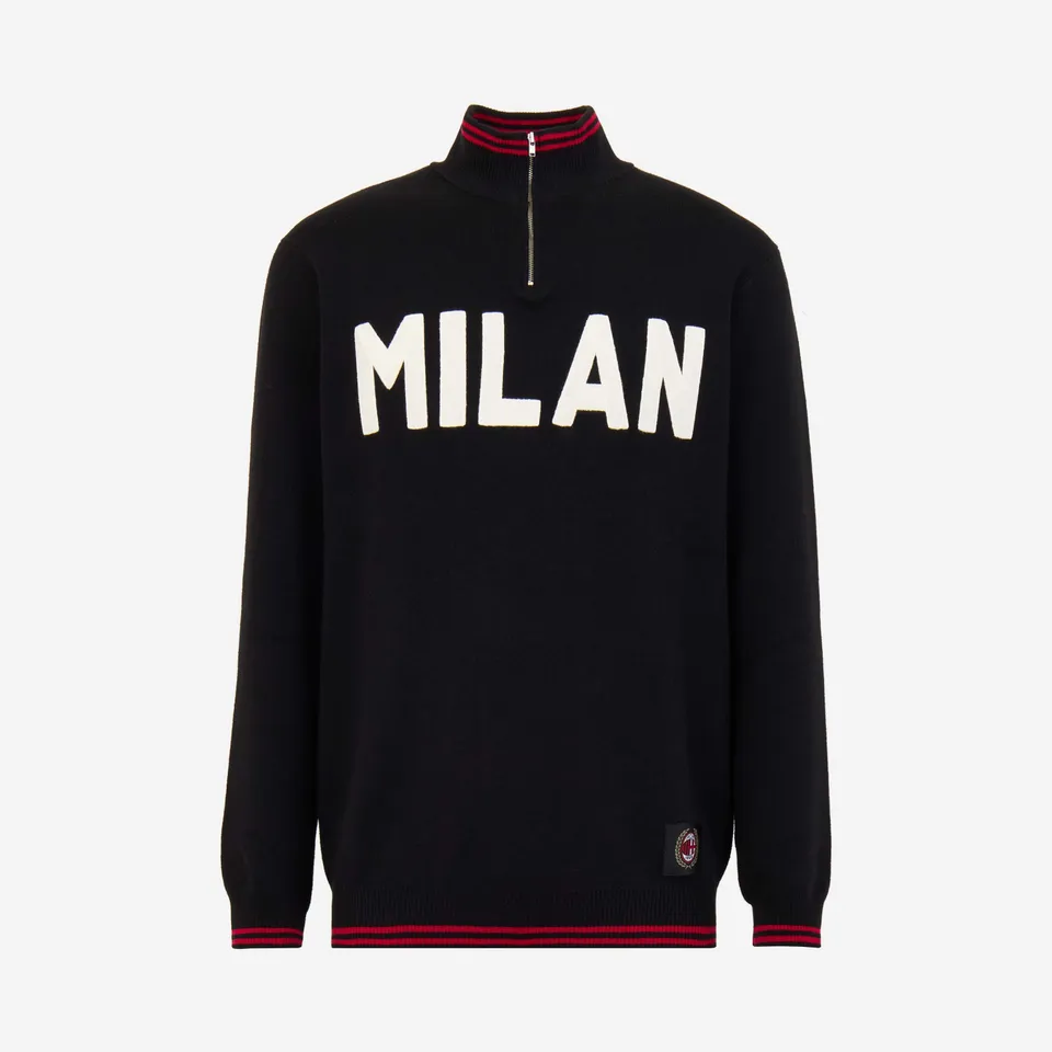 AC Milan 60s Half-Zip maglione uomo nero taglia regolare