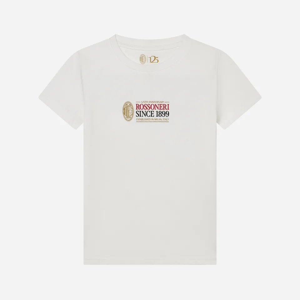 AC Milan 1899 T-Shirt Bimbo Bianca Cotone Rossoneri