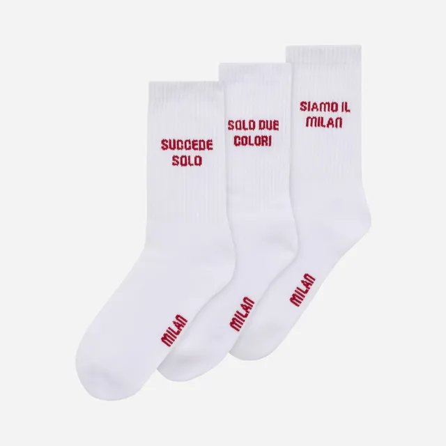AC Milan Accessori Milan set 3 calzini bianchi taglia 42 slogan