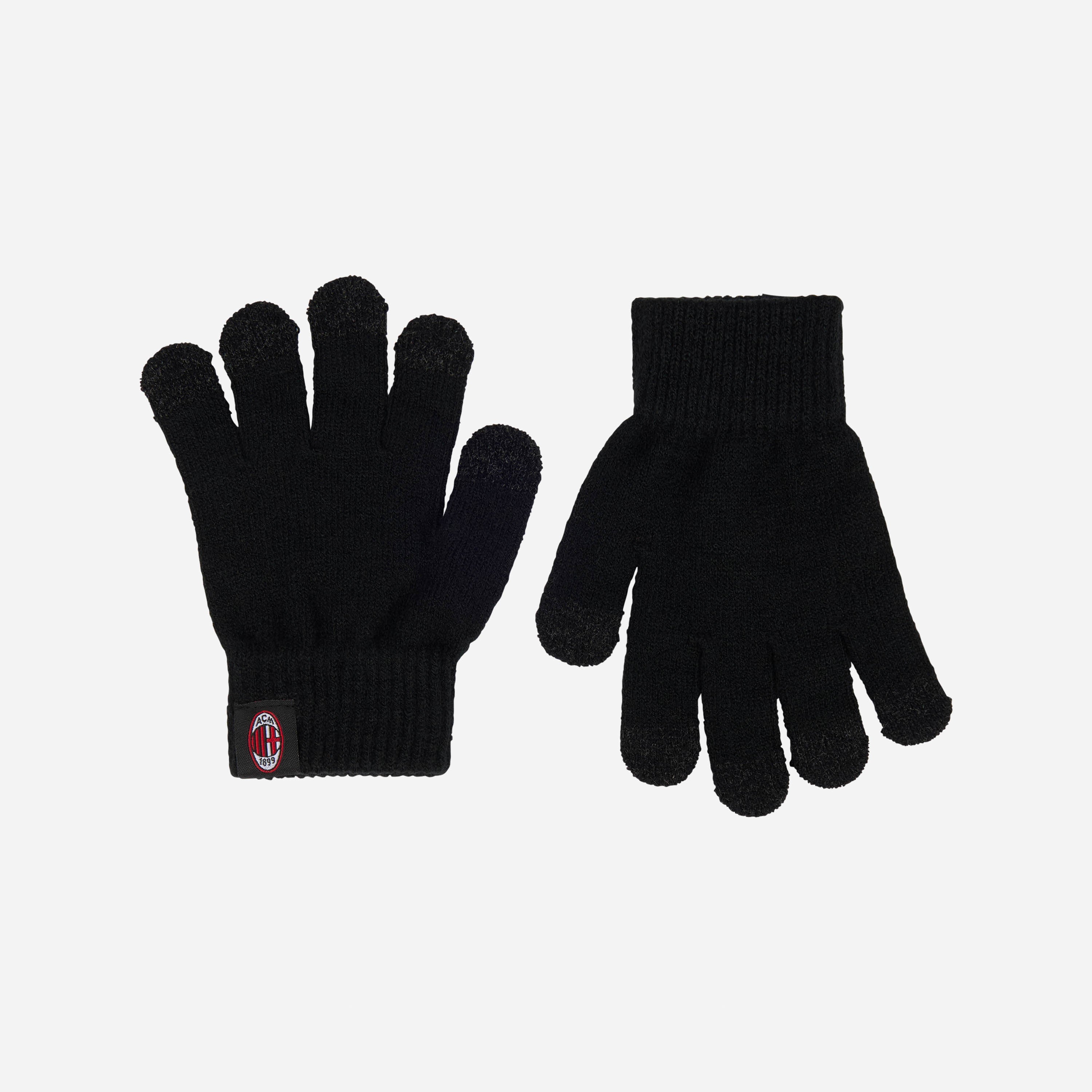 AC Milan Guanti Bambino Neri Touchscreen Invernali