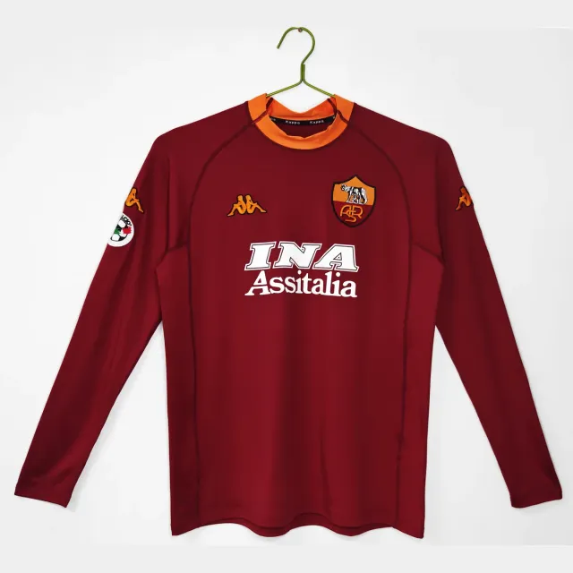 Roma 2000/01 Maglia Manica Lunga Rossa Vintage