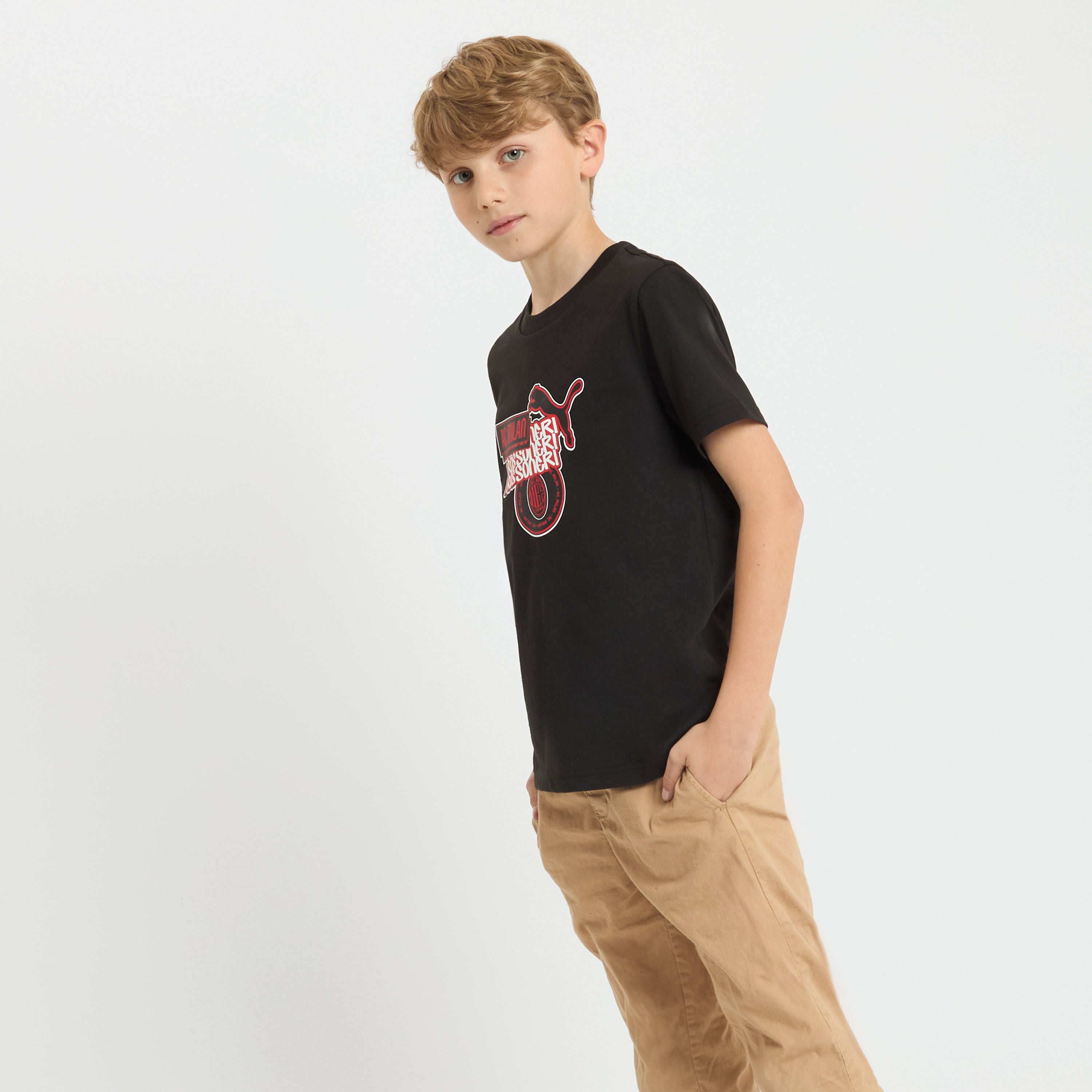 AC Milan Culture maglietta bambino nera cotone 6-14 anni
