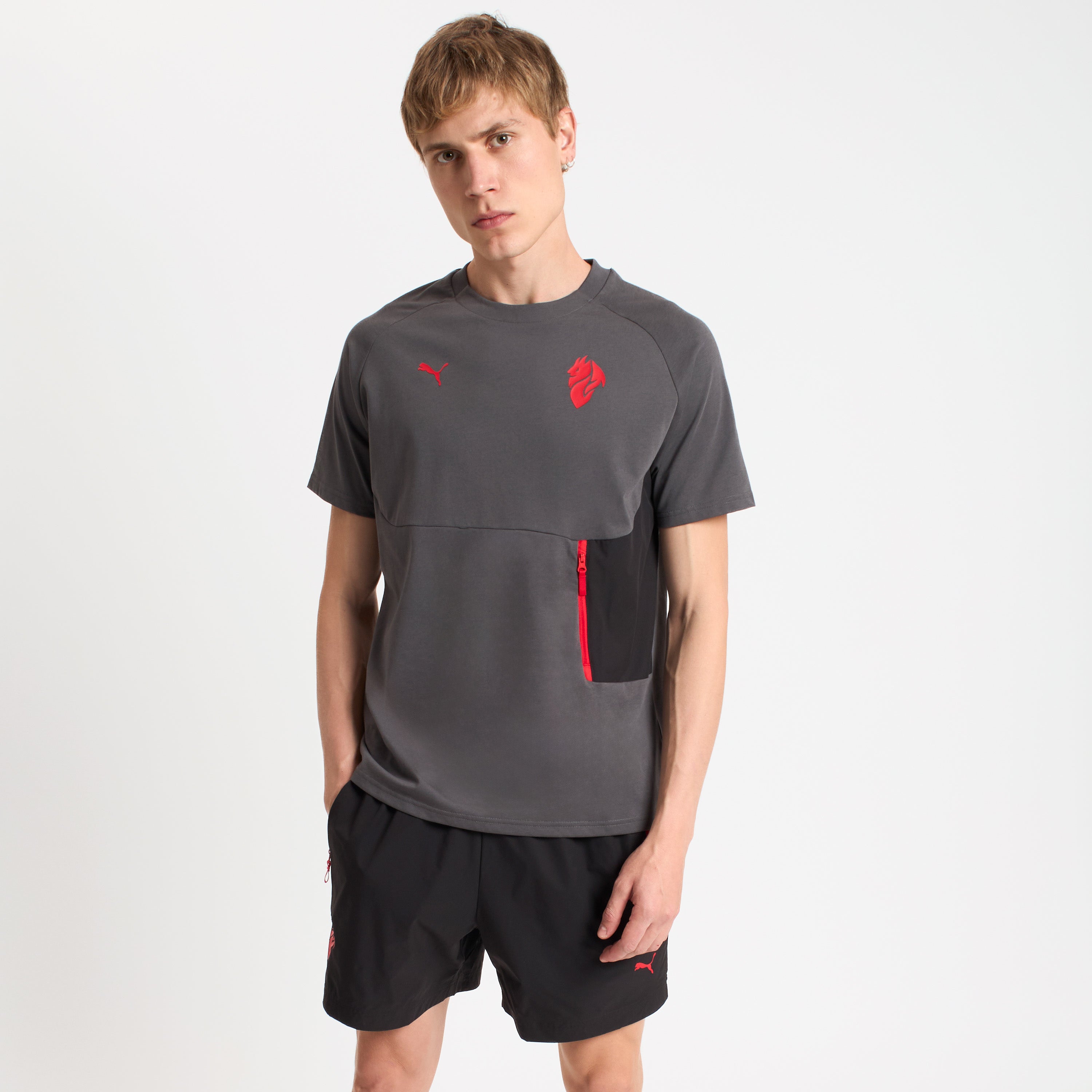 AC Milan Pumatech 2025/26 T-Shirt Grigia Uomo Manica Corta