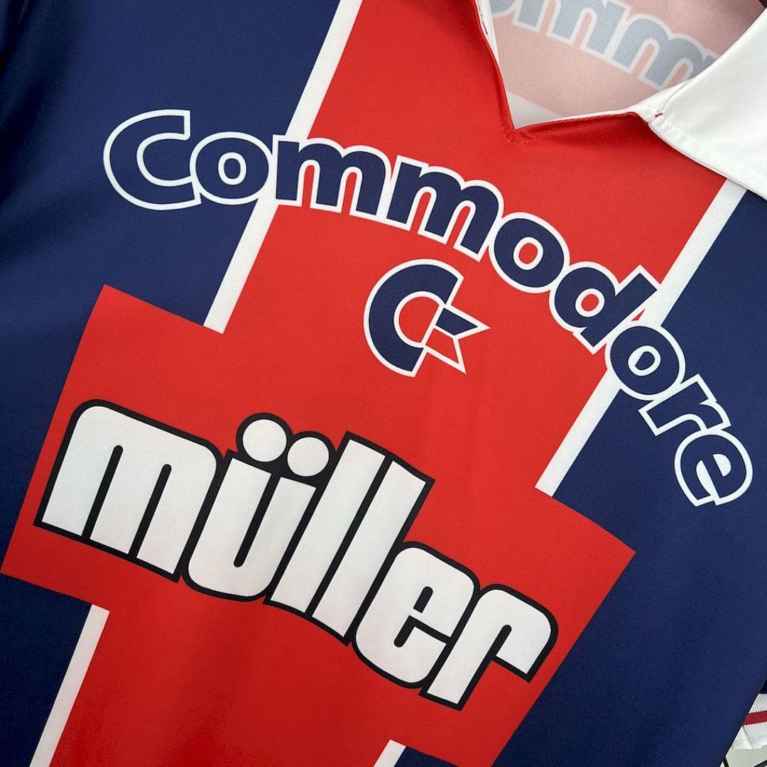 PSG 1991/92 Maglia Home Blu Striscia Rossa