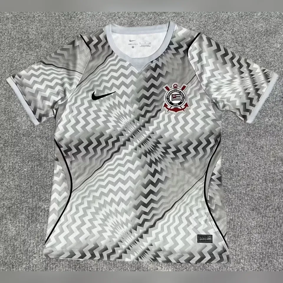 Corinthians Bianca Grigia Zigzag 2026/27 maglia calcio S-XXL
