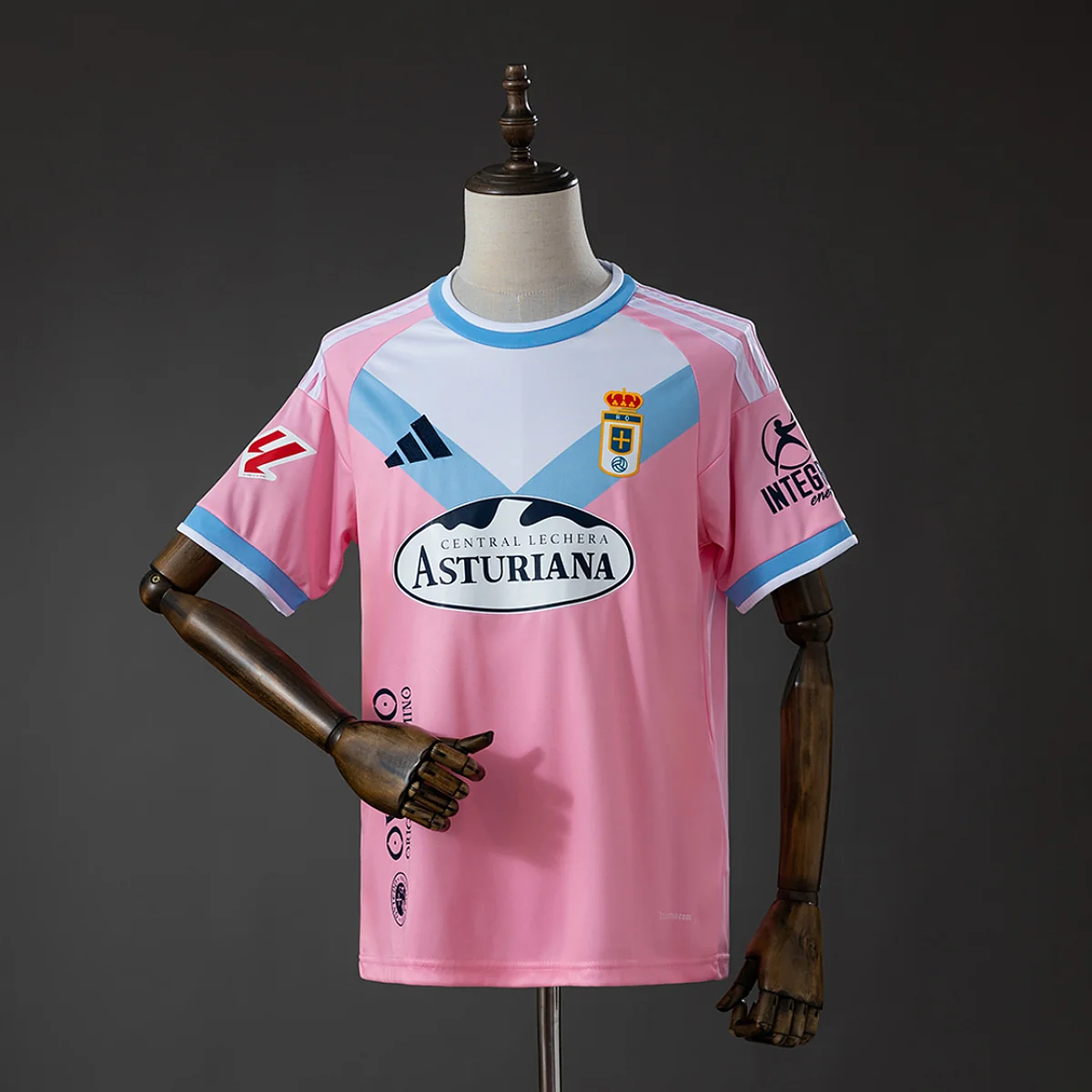 Real Oviedo Seconda Maglia 2026/27 maglia calcio rosa collo bianco
