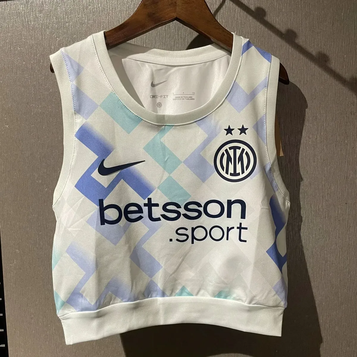 Inter Away Canotta Donna Crop 2026/27 Bianca Geometrica