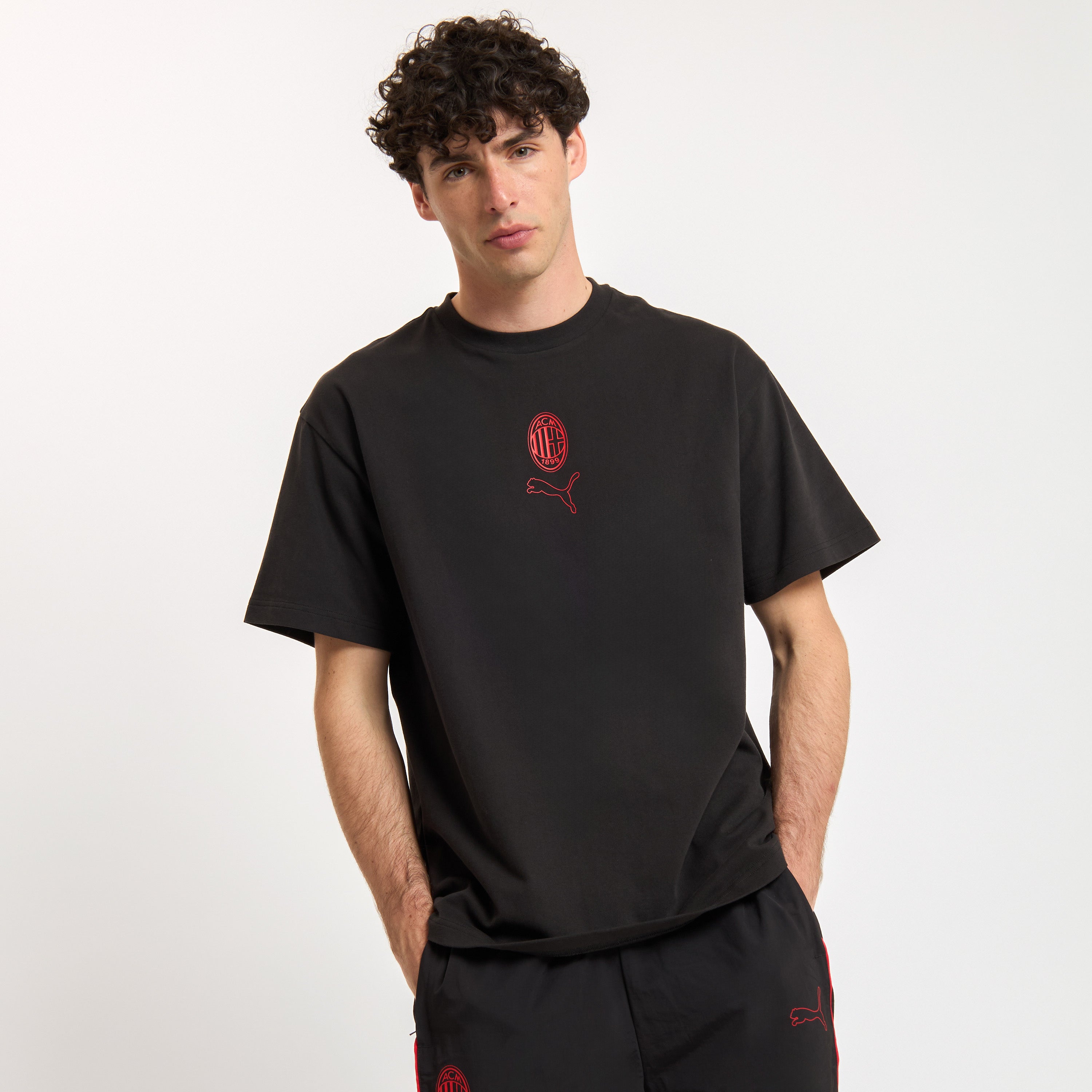 AC Milan Football Statement maglietta nera oversize cotone