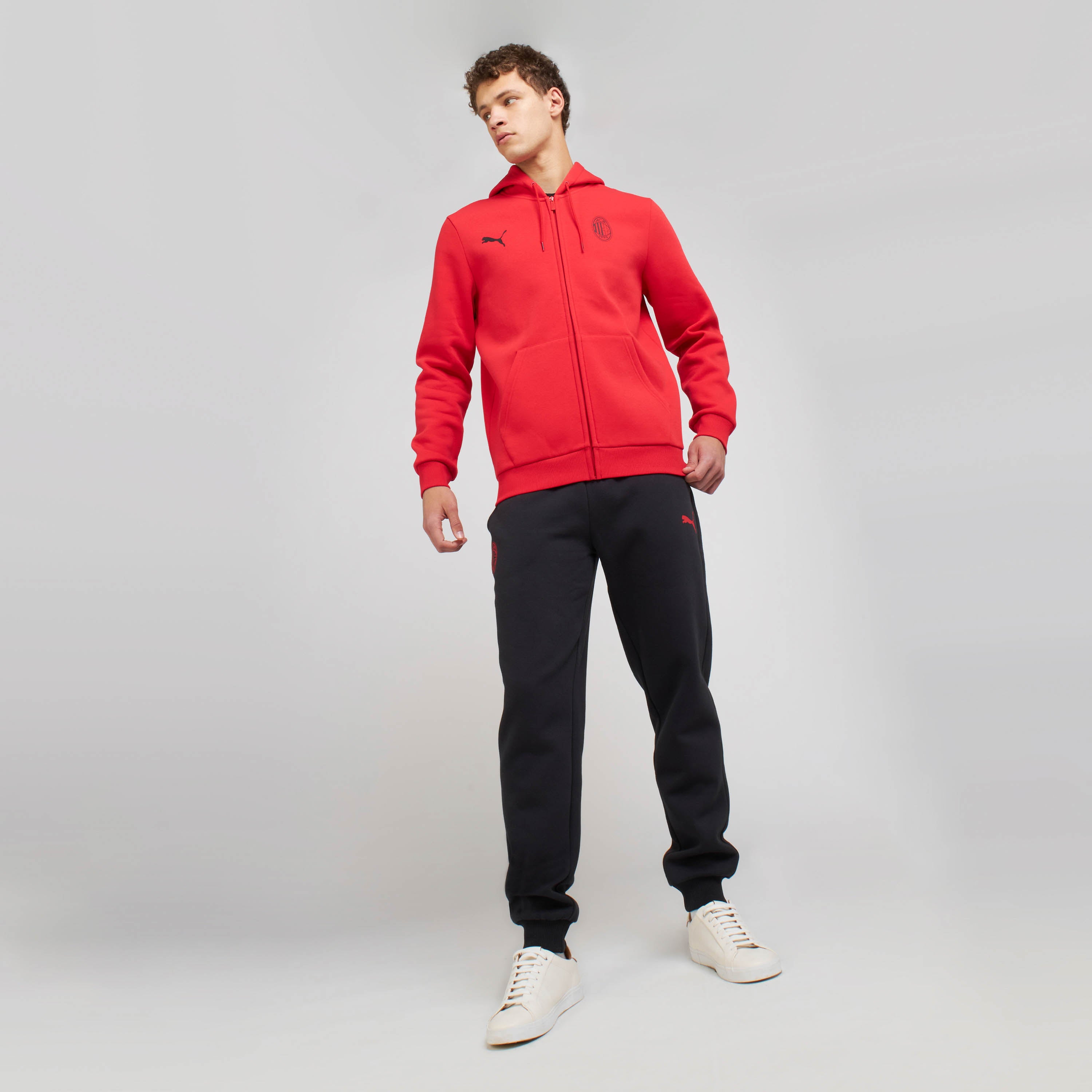 AC Milan Essential Collection Felpa Zip Rossa Uomo Logo