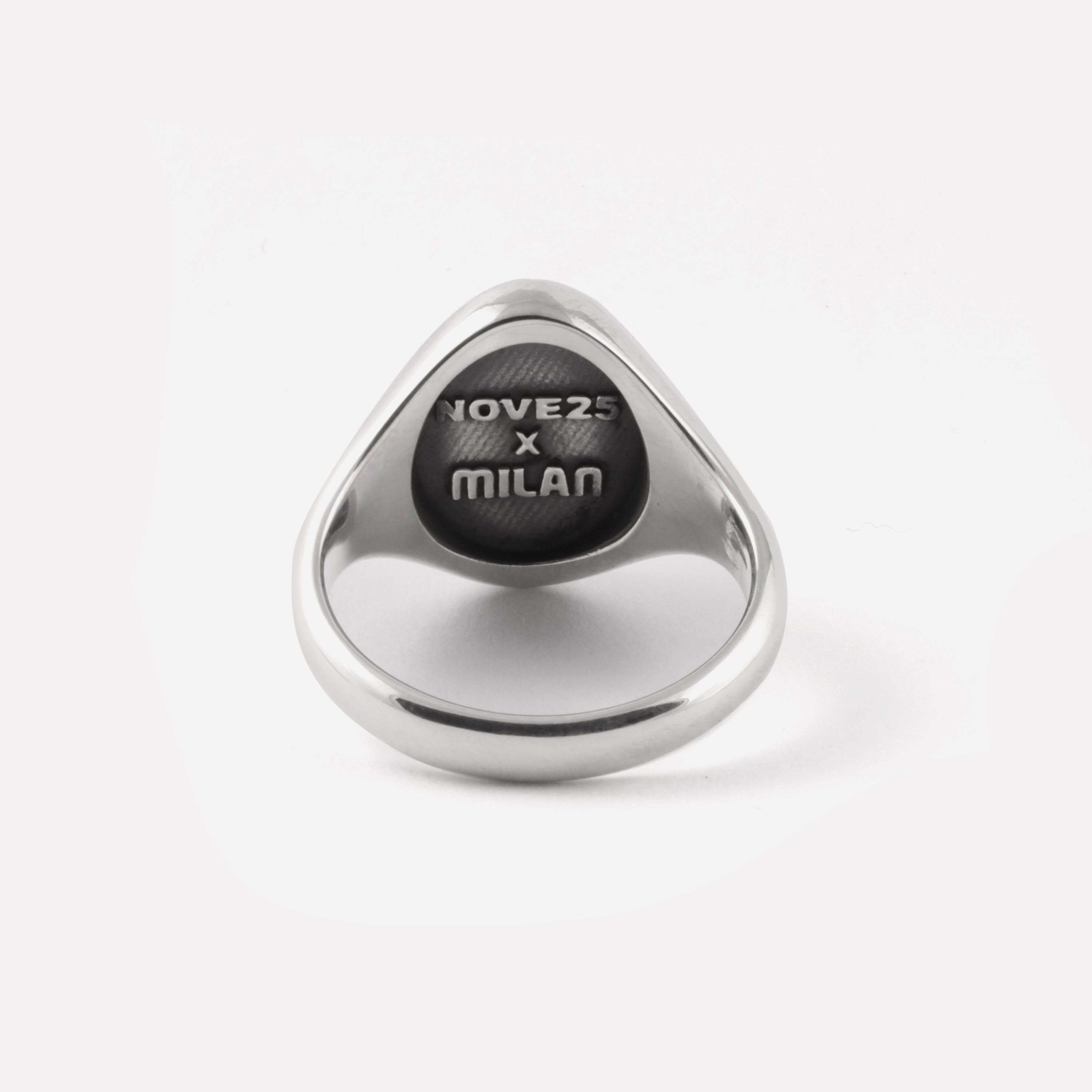NOVE25 x Milan Anello Chevalier Logo Argento Unisex