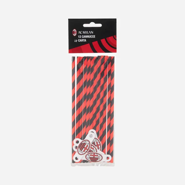 AC Milan Accessori Cannucce Carta 12 Pezzi 19,5 cm Festa