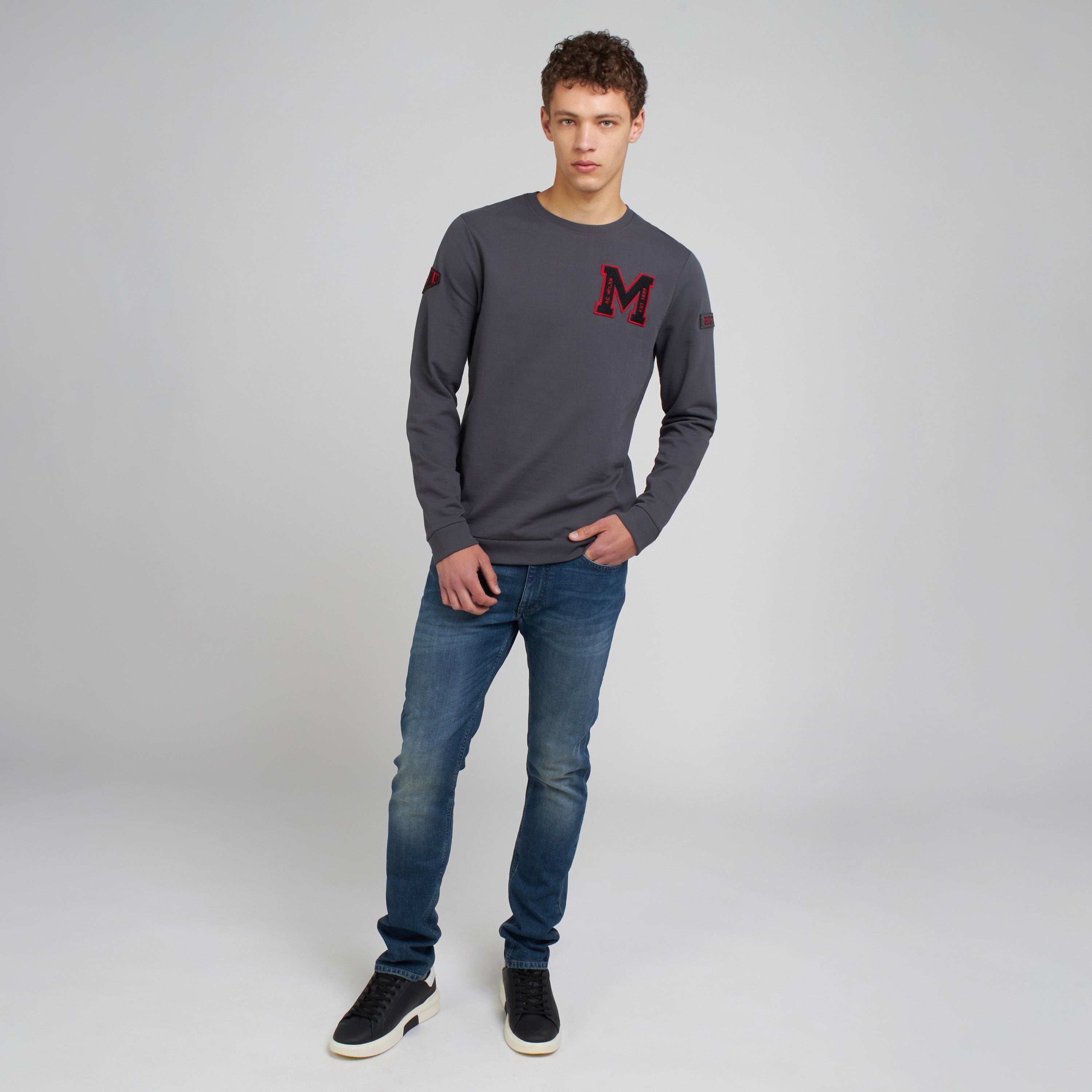 AC Milan College Collection Crewneck felpa grigia uomo