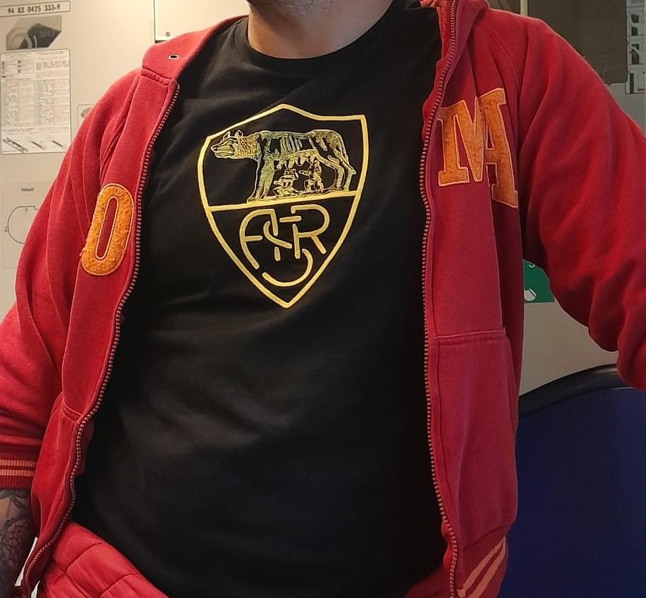 Roma Fanshop Heritage T-Shirt Maglietta Cotone Nera Ufficiale