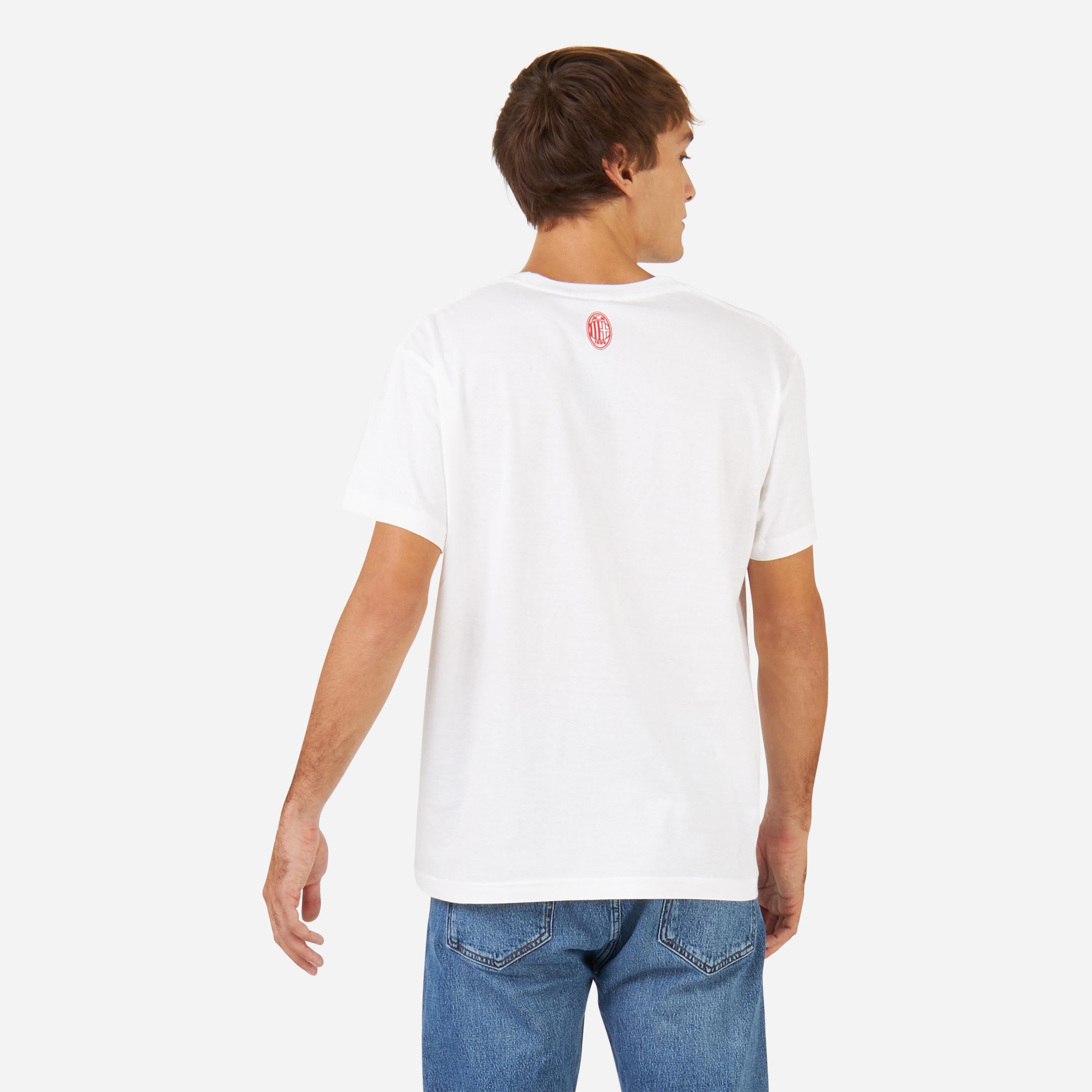 AC Milan College T-Shirt Bianca M Cotone Manica Corta