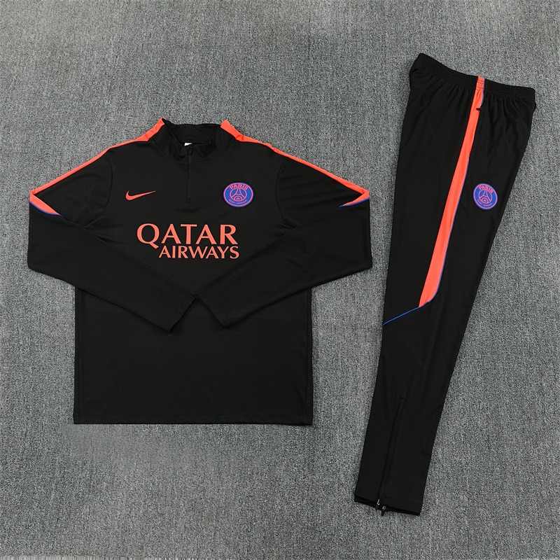 PSG 2026/27 Tuta Nera Half Zip Banda Arancione
