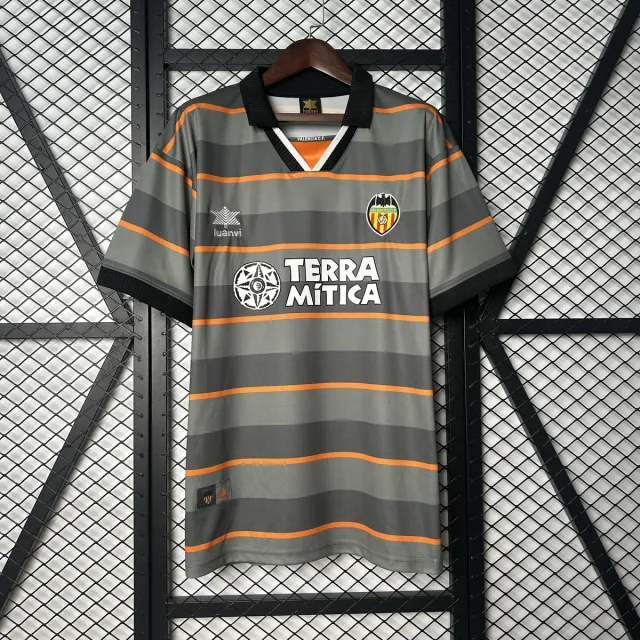 Valencia Terza 1999/00 maglia calcio retro a righe grigie