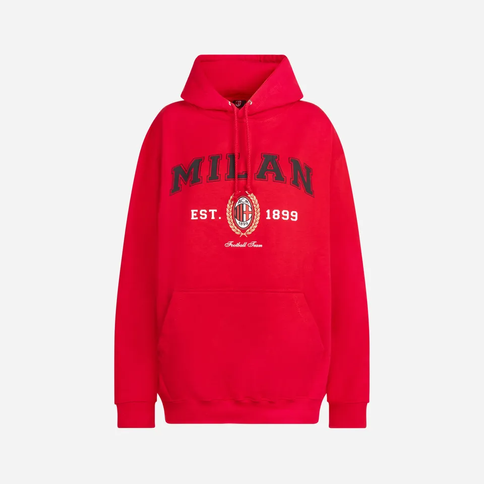 AC Milan College Felpa con Cappuccio Cotone Uomo