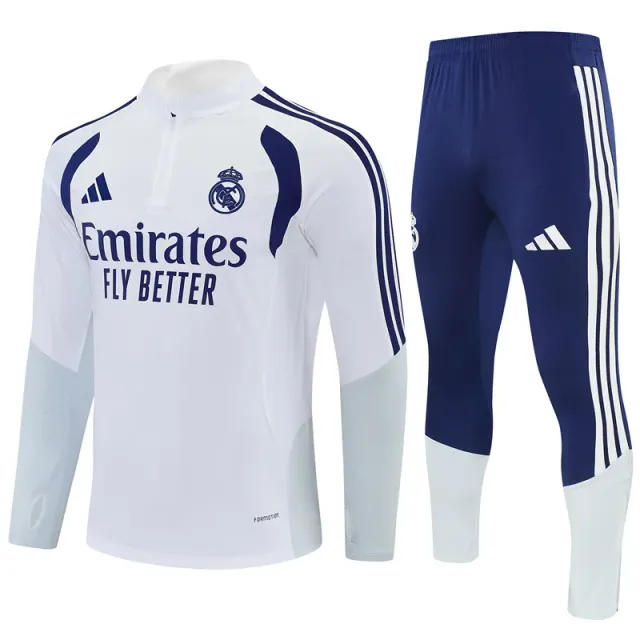 Real Madrid 2026/27 Tuta Bianca e Blu con Mezza Zip