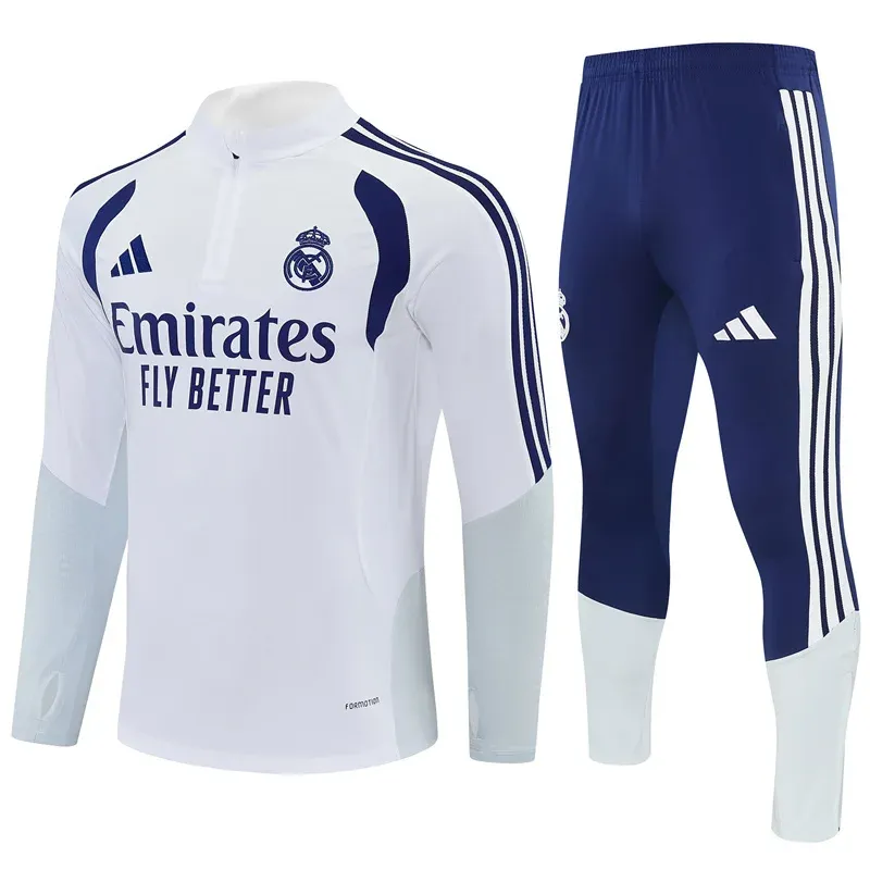 Real Madrid 2026/27 Tuta Bianca e Blu con Mezza Zip