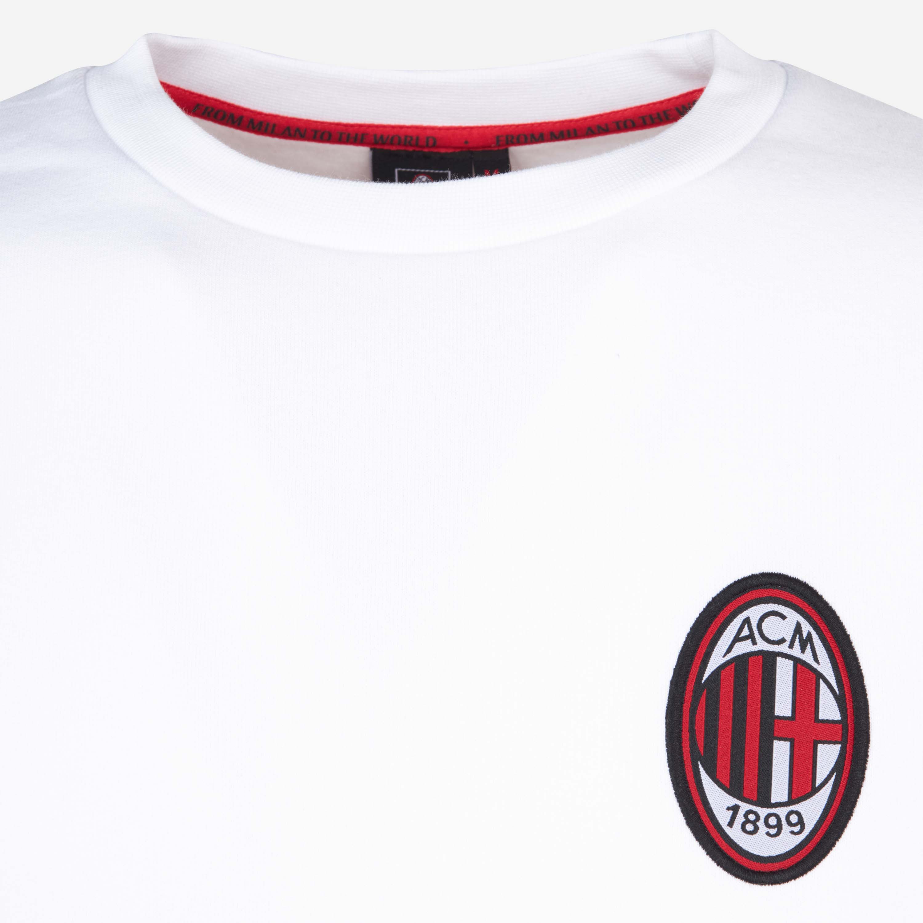 AC Milan Felpa Girocollo Bianca Dettagli Rossoneri Uomo