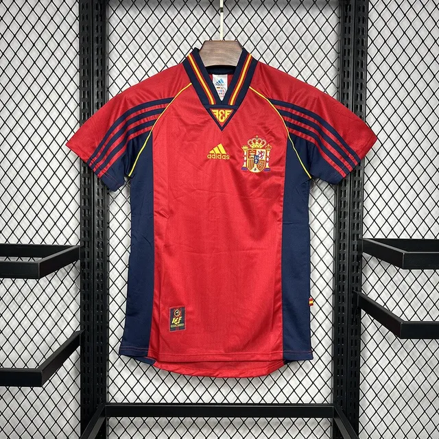 Tifoso Store Spagna 1998 maglia retro rossa maniche blu