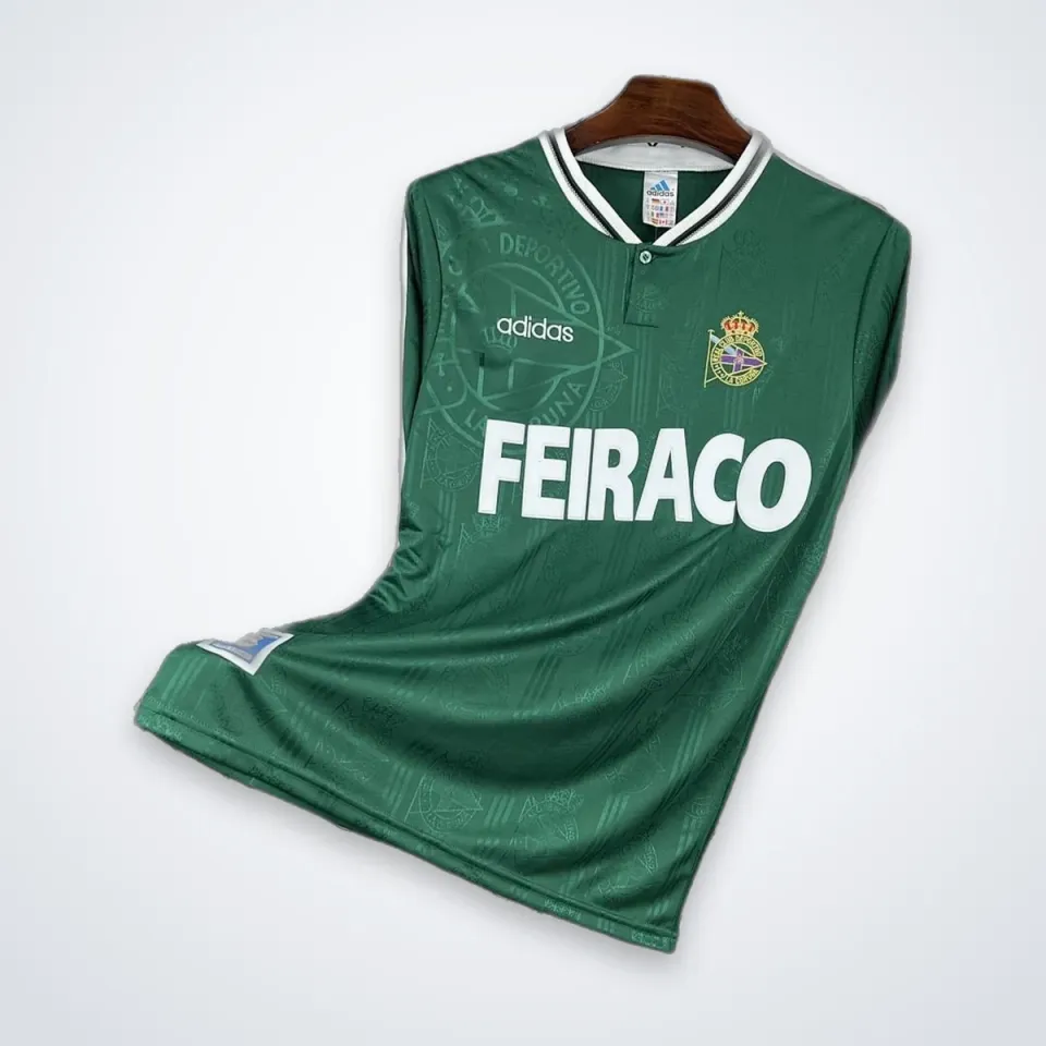 Deportivo La Coruña 1999/00 maglia manica lunga retro blu bianco