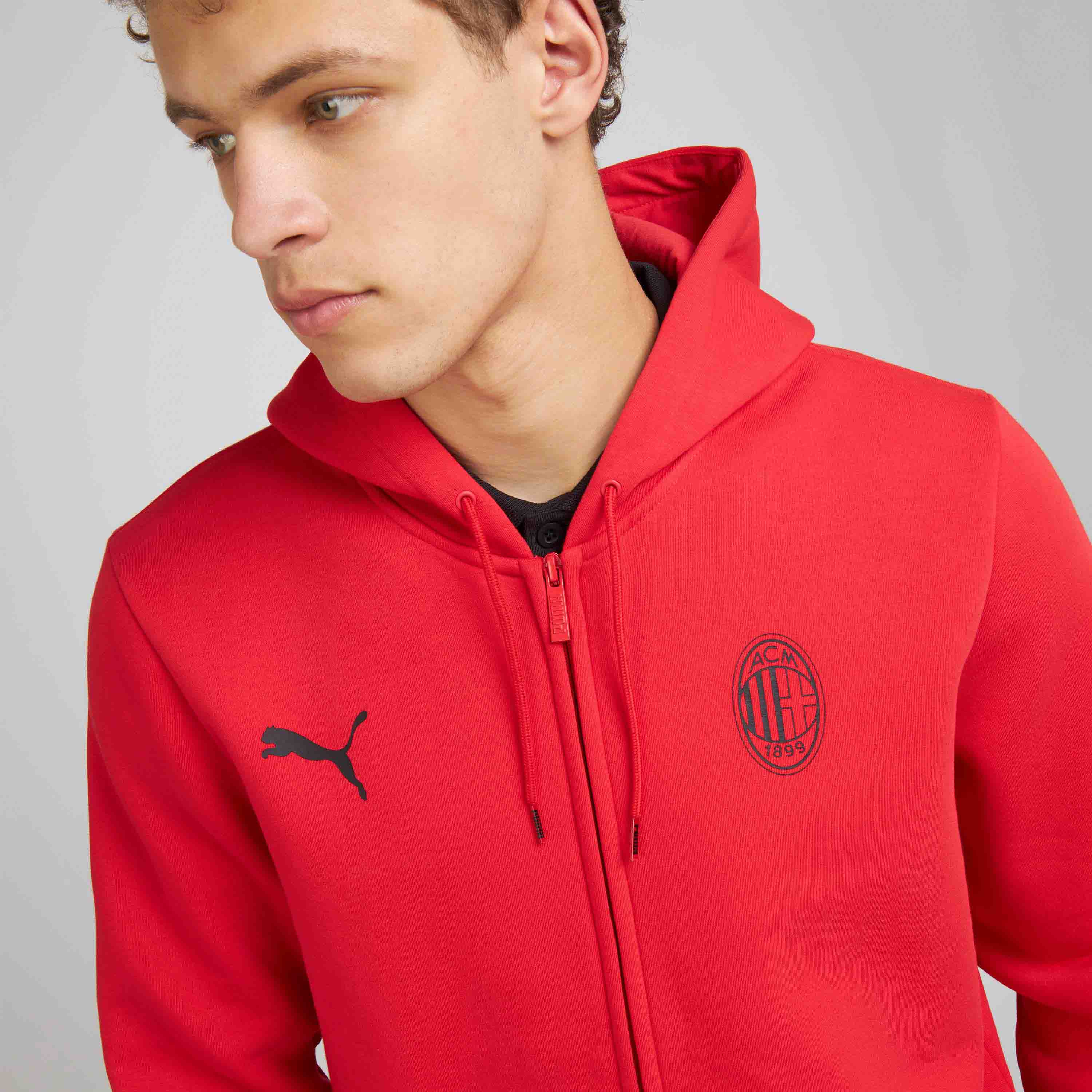 AC Milan Essential Collection Felpa Zip Rossa Uomo Logo