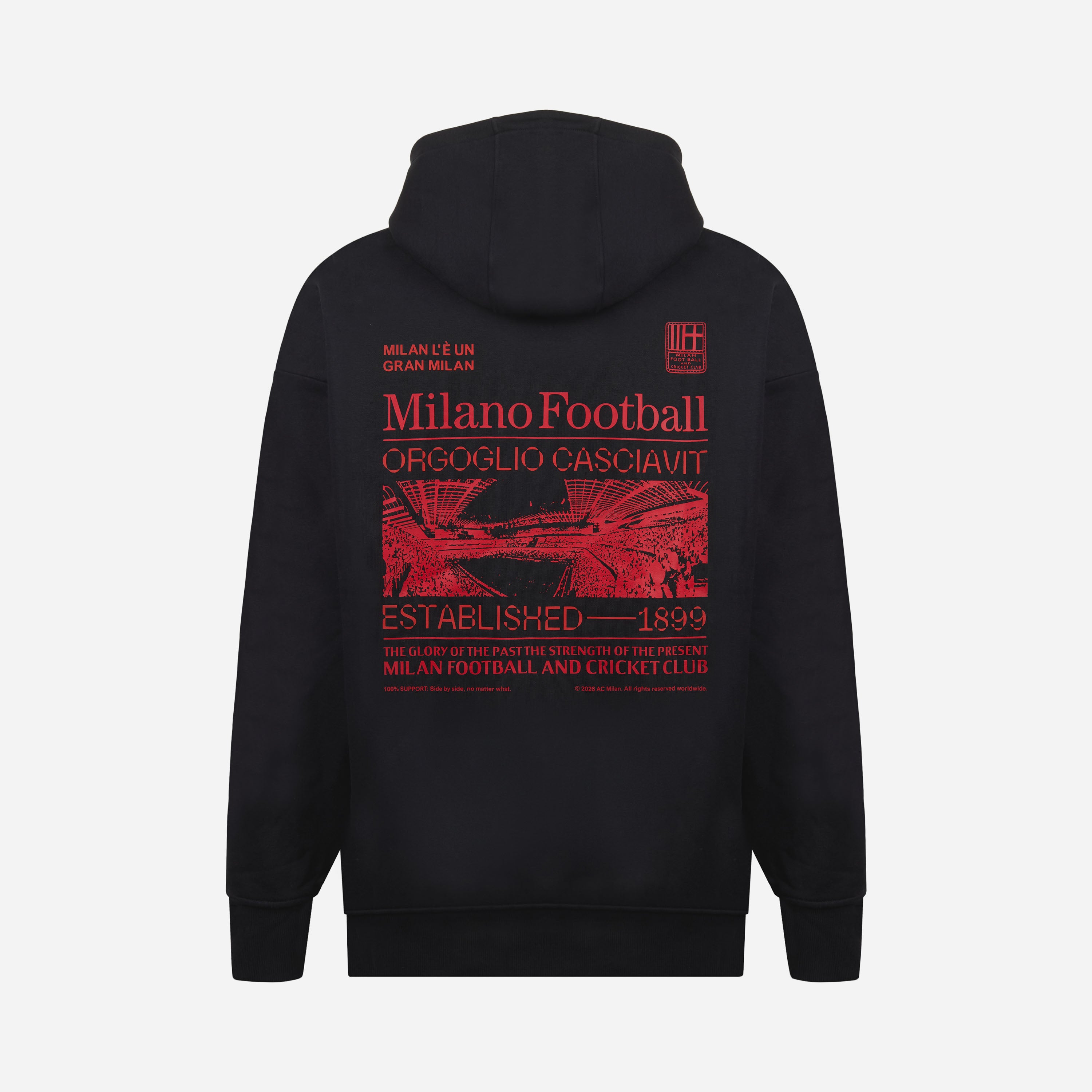 AC Milan Casciavit felpa cappuccio uomo nera cotone