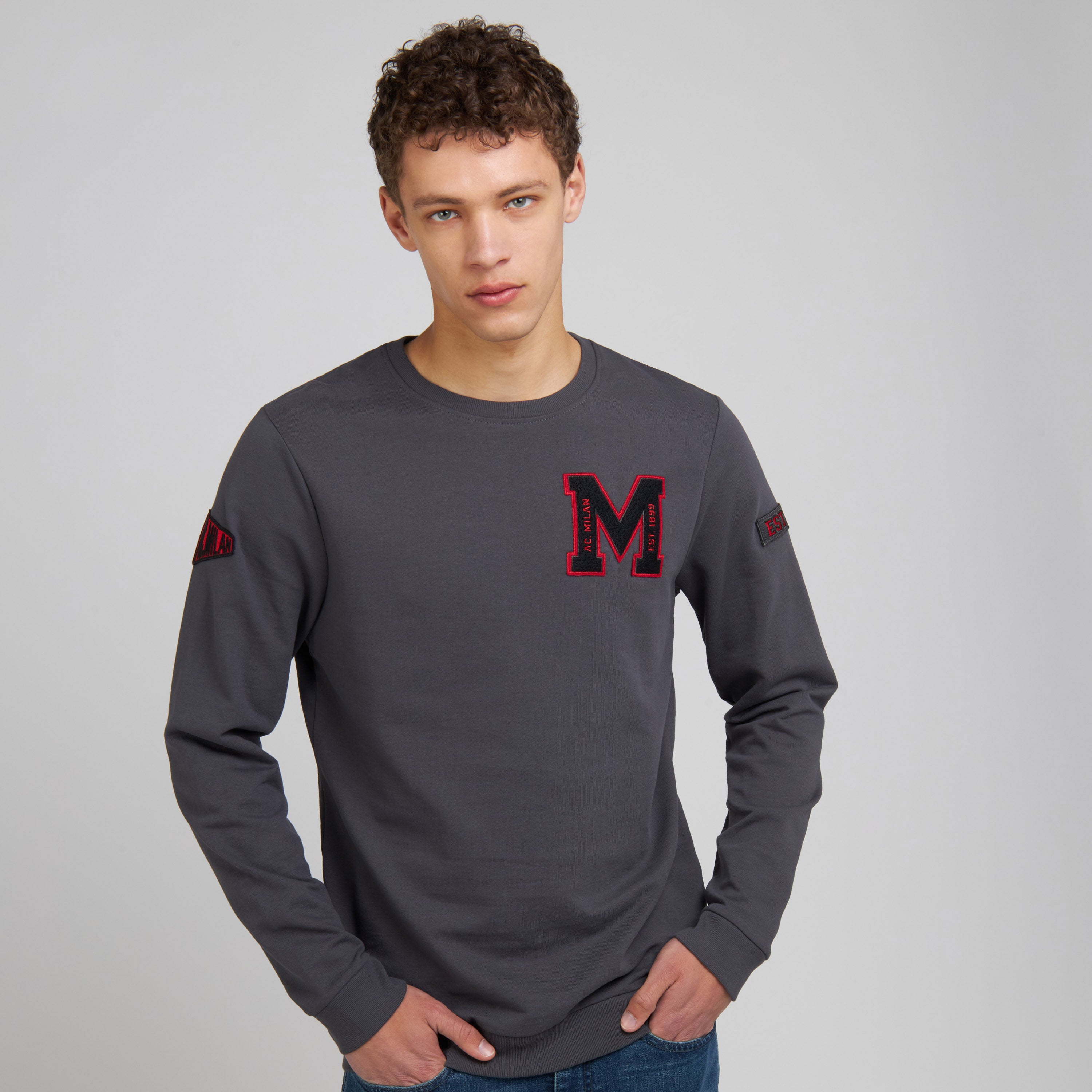 AC Milan College Collection Crewneck felpa grigia uomo