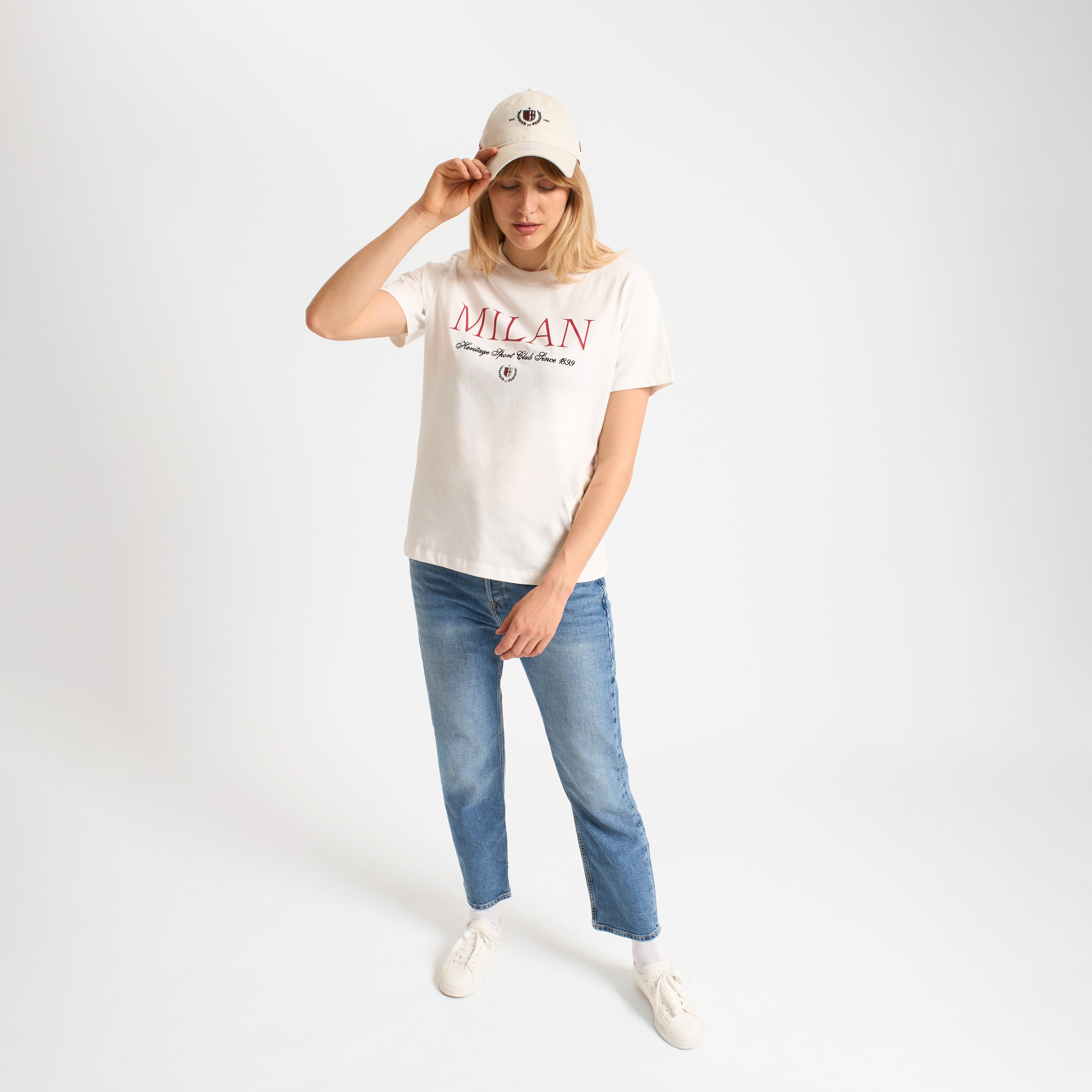 AC Milan Magliette Milan T-Shirt Donna Bianca M cotone